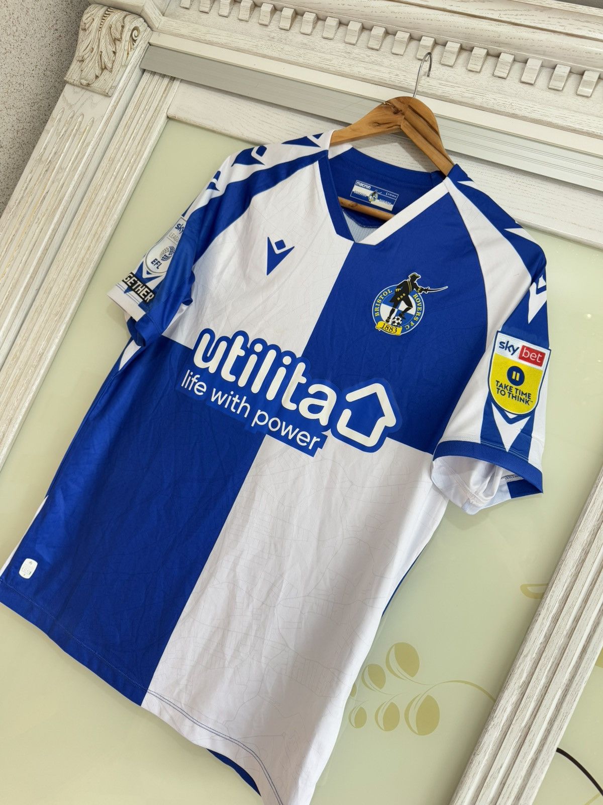 Macron Jamie Egan #26 Bristol Rovers 2022-2023 Home Soccer Jersey Size US L / EU 52-54 / 3 - 4 Thumbnail