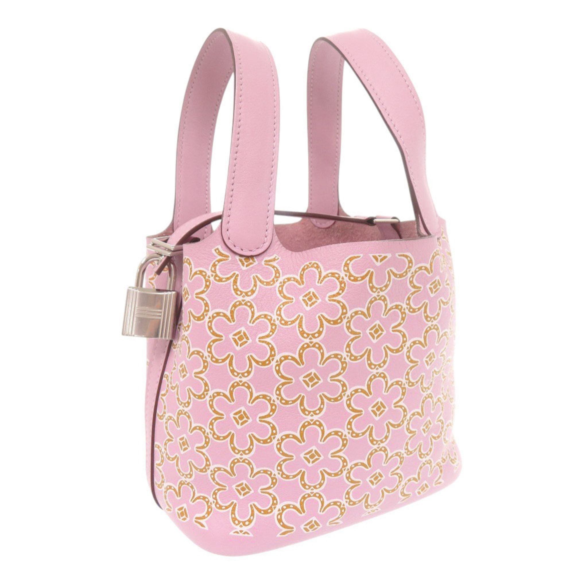 Hermès Picotin Lock Micro Lucky Daisy Handbag in Swift Leather Mauve Sylvestre Silver Hardware U Stamp (Made 2022) 0772 HERMES