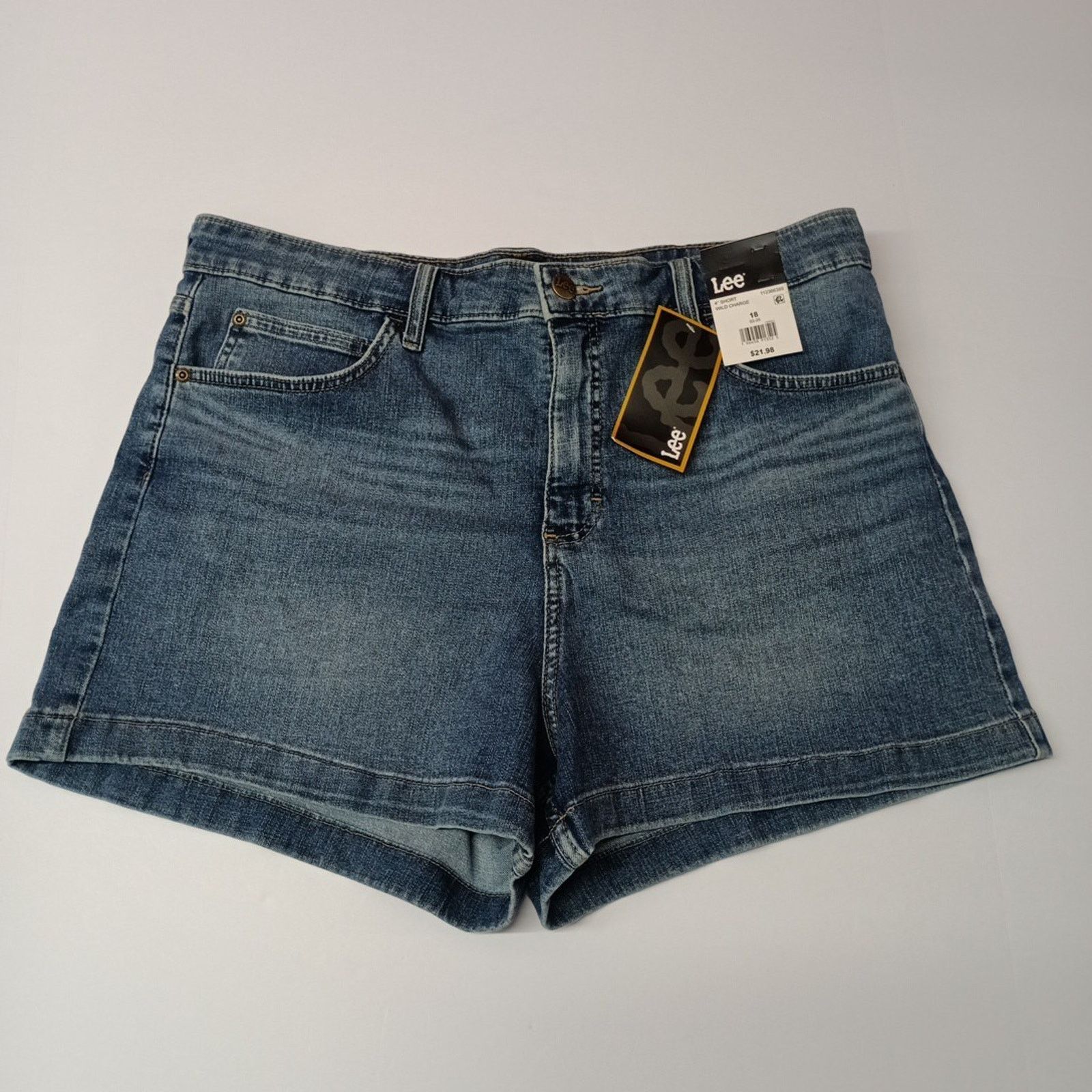 Lee Lee Women's Relaxed Fit 4” Inseam Denim Shorts Size 18 Blue Size 40" / US 18 - 1 Thumbnail