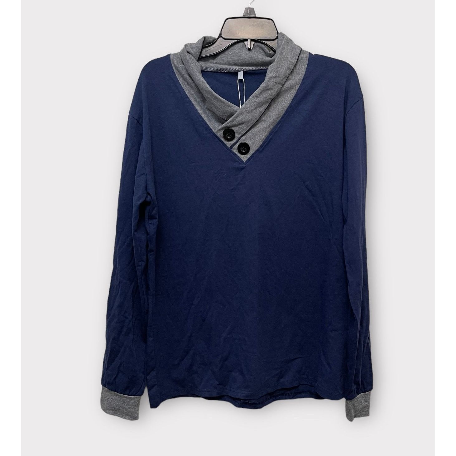 Unknown London Aiyino Blue Top Shirt Blouse buttons Long Sleeve Sz L NEW Size L / US 10 / IT 46 - 1 Thumbnail
