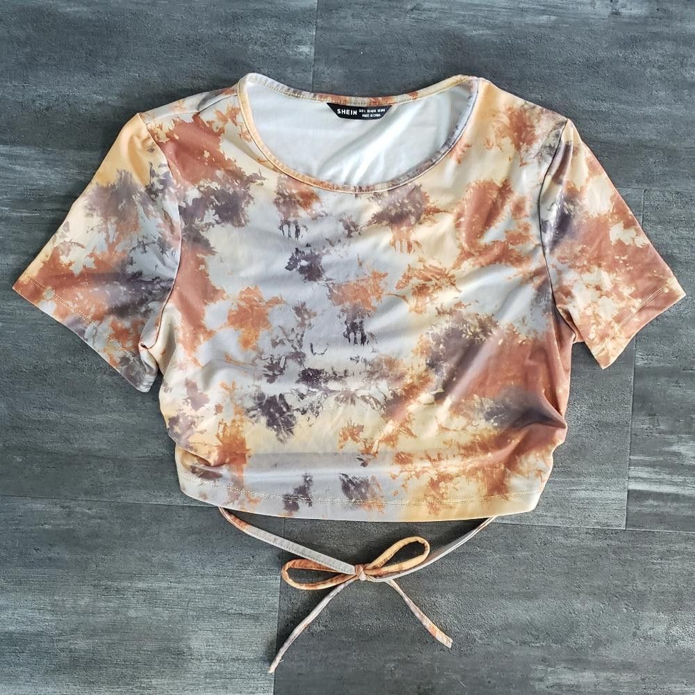 Shein Orange Grey Detailed SHEIN Cropped Short Sleeve Size L / US 10 / IT 46 - 1 Thumbnail