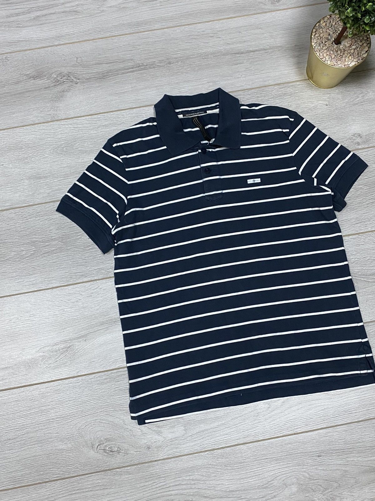 Stone Island Stone Island vintage striped compass polo Size US L / EU 52-54 / 3 - 3 Thumbnail