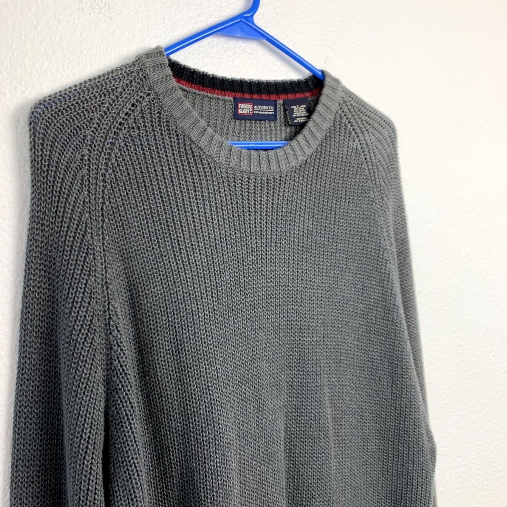 Faded Glory VINTAGE Faded Glory Long Knit Gray Sweater L 90s Grunge Indie Sleaze Cotton Blend Linen? Size US L / EU 52-54 / 3 - 3 Thumbnail