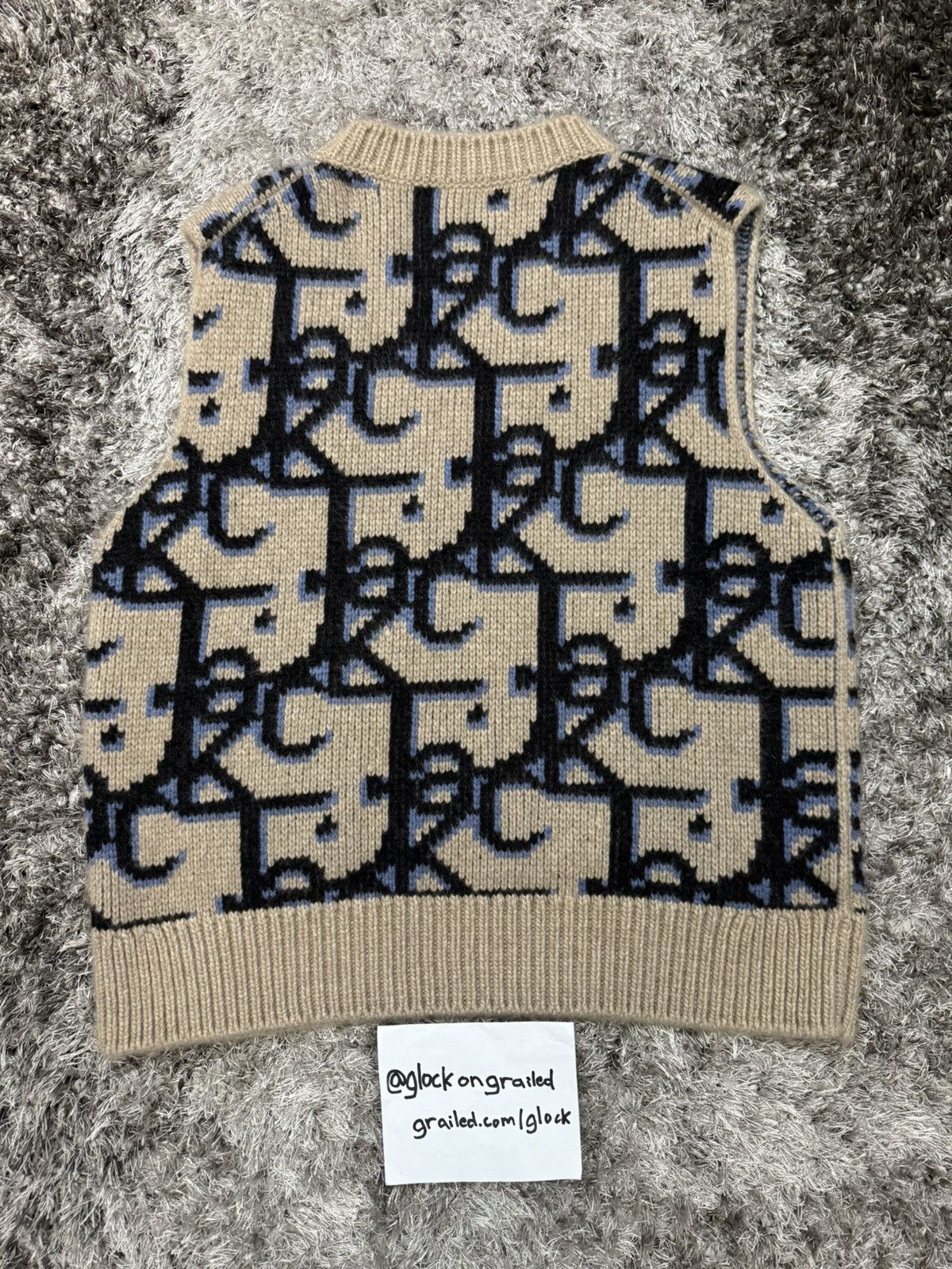 Dior × Travis Scott Dior x Travis Scott Cashmere Oblique Monogram Knit Vest Size US M / EU 48-50 / 2 - 2 Thumbnail