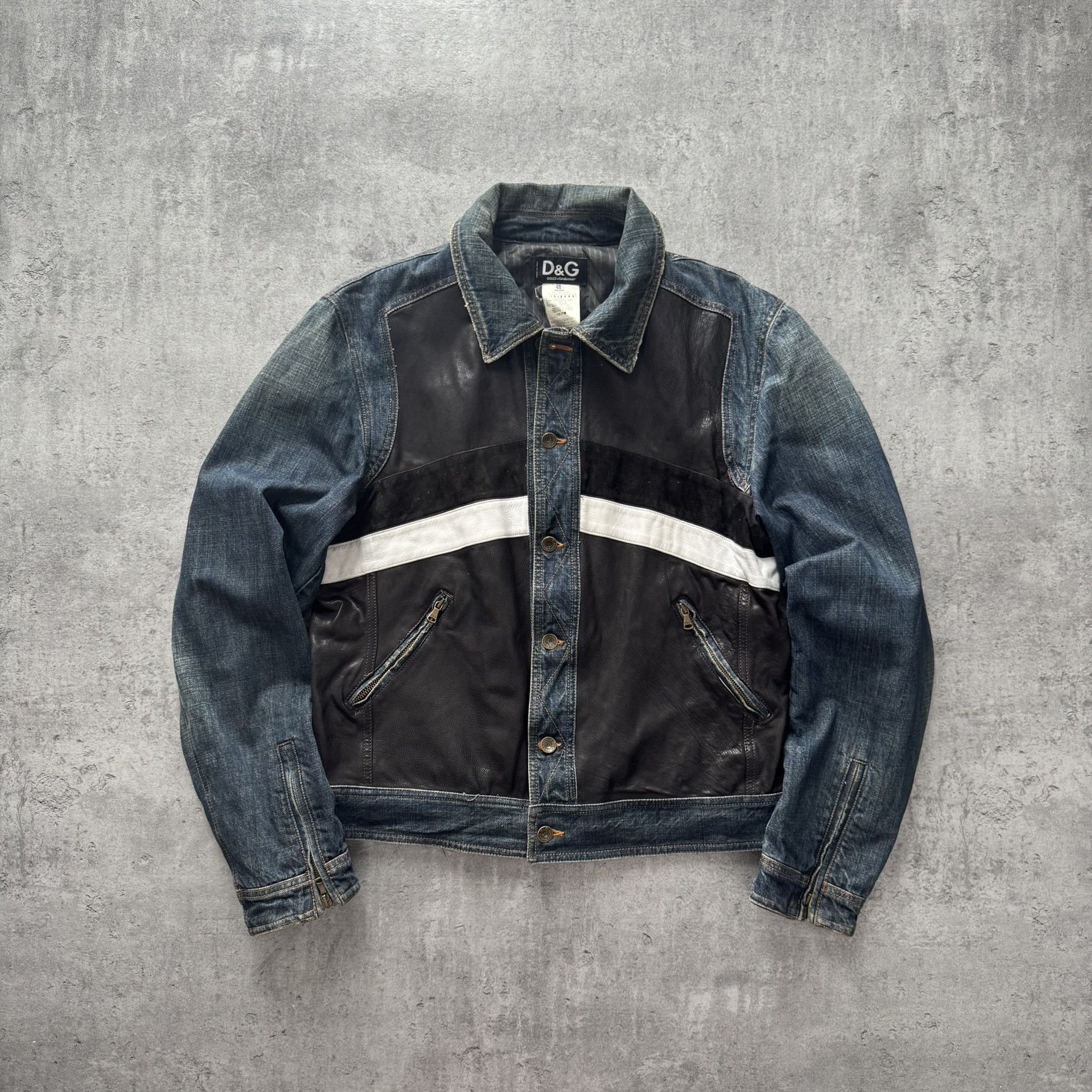 Dolce & Gabbana × Grailed Dolce&Gabbana Denim Jacket Jeans RARE D&G Leather Size US L / EU 52-54 / 3 - 1 Thumbnail