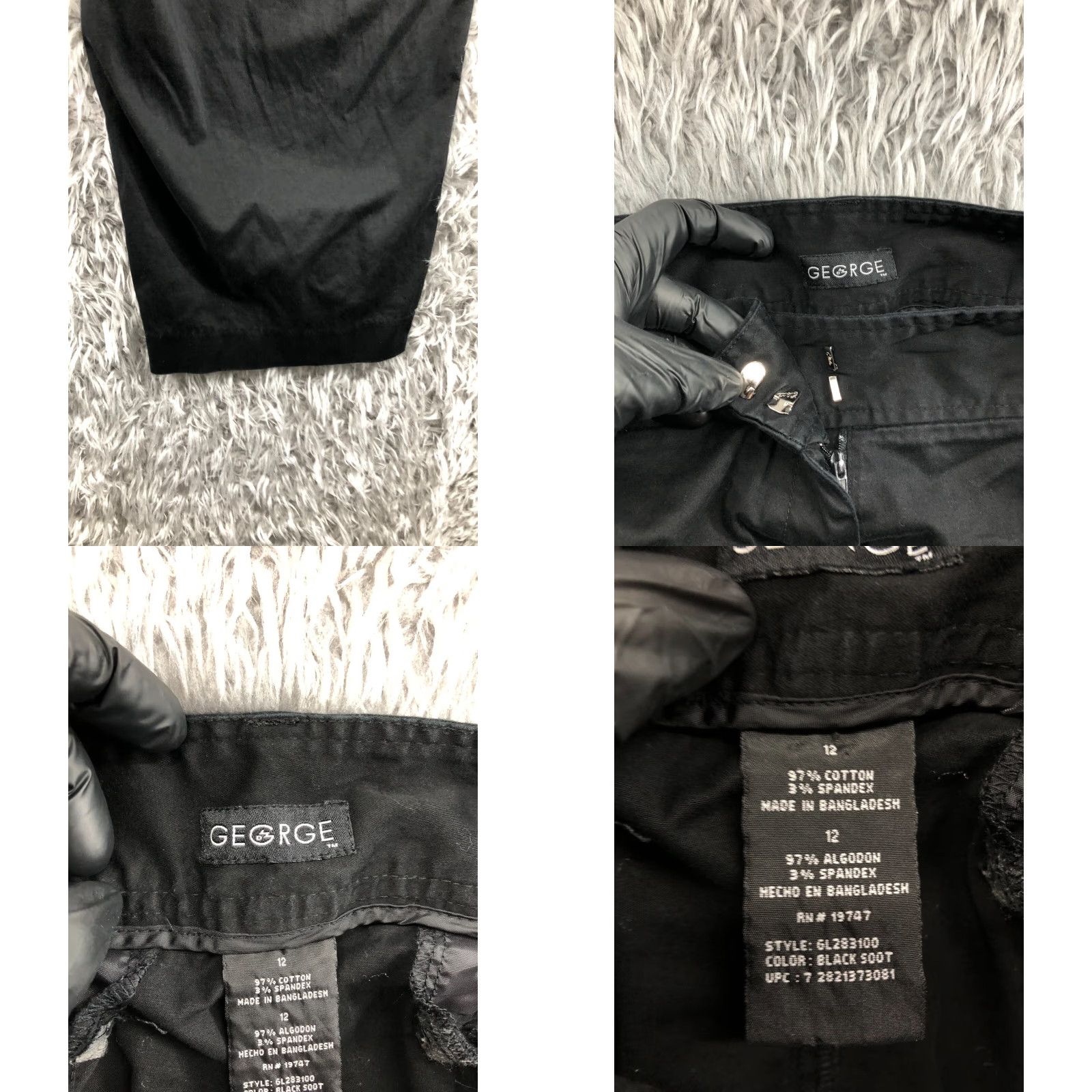 George George Capri Pants Womens Size 12 Black Mid Rise Hook Eye Pockets Stretch Flat Front Casual Formal Knit Polyester Regular 20in Inseam Size 34" / US 12 / IT 48 - 8 Thumbnail