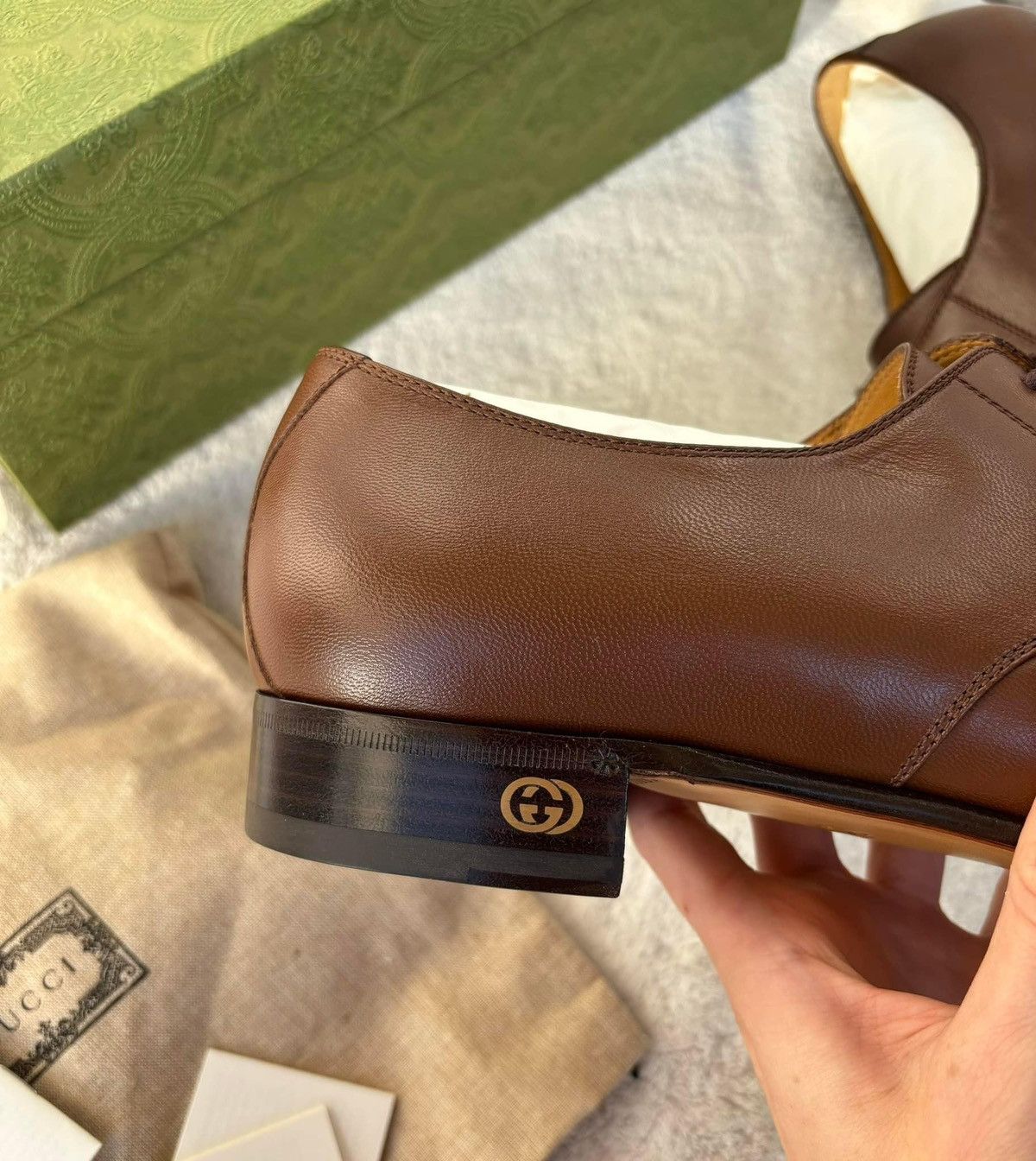 Gucci Gucci Brown Leather GG Dress Shoes Size US 14 / EU 47 - 3 Thumbnail