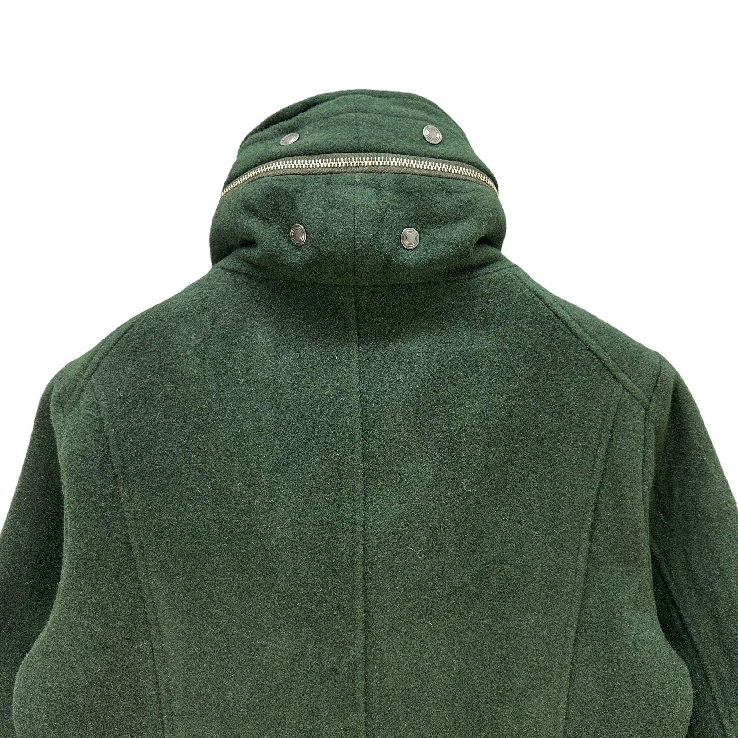 Tornado Mart TORNADO MART GREEN WOOL HOODED ASYMMETRIC JACKET #8330-004 Size L / US 10 / IT 46 - 13 Thumbnail