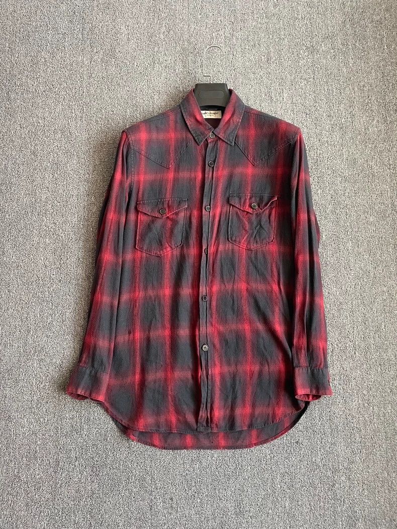Saint Laurent Paris Saint Laurent Red Plaid Button-Up Shirt - dmc Size US L / EU 52-54 / 3 - 1 Thumbnail