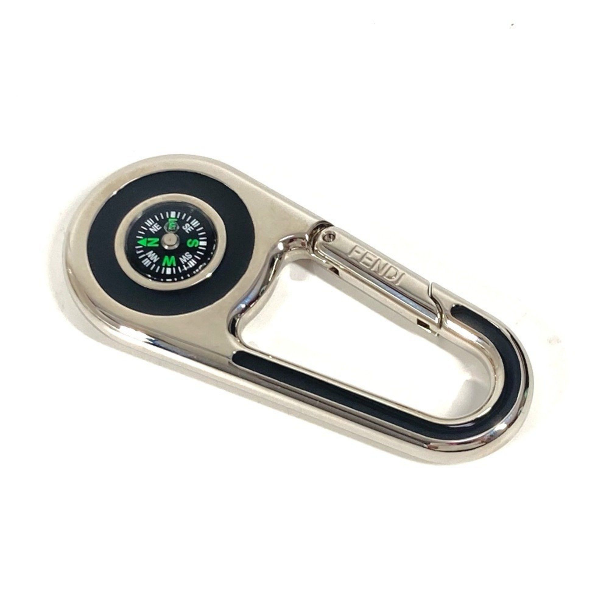 Fendi FENDI Logo Carabiner with Compass Bag Charm Keychain Metal Men's Women's Silver Size ONE SIZE - 1 Thumbnail
