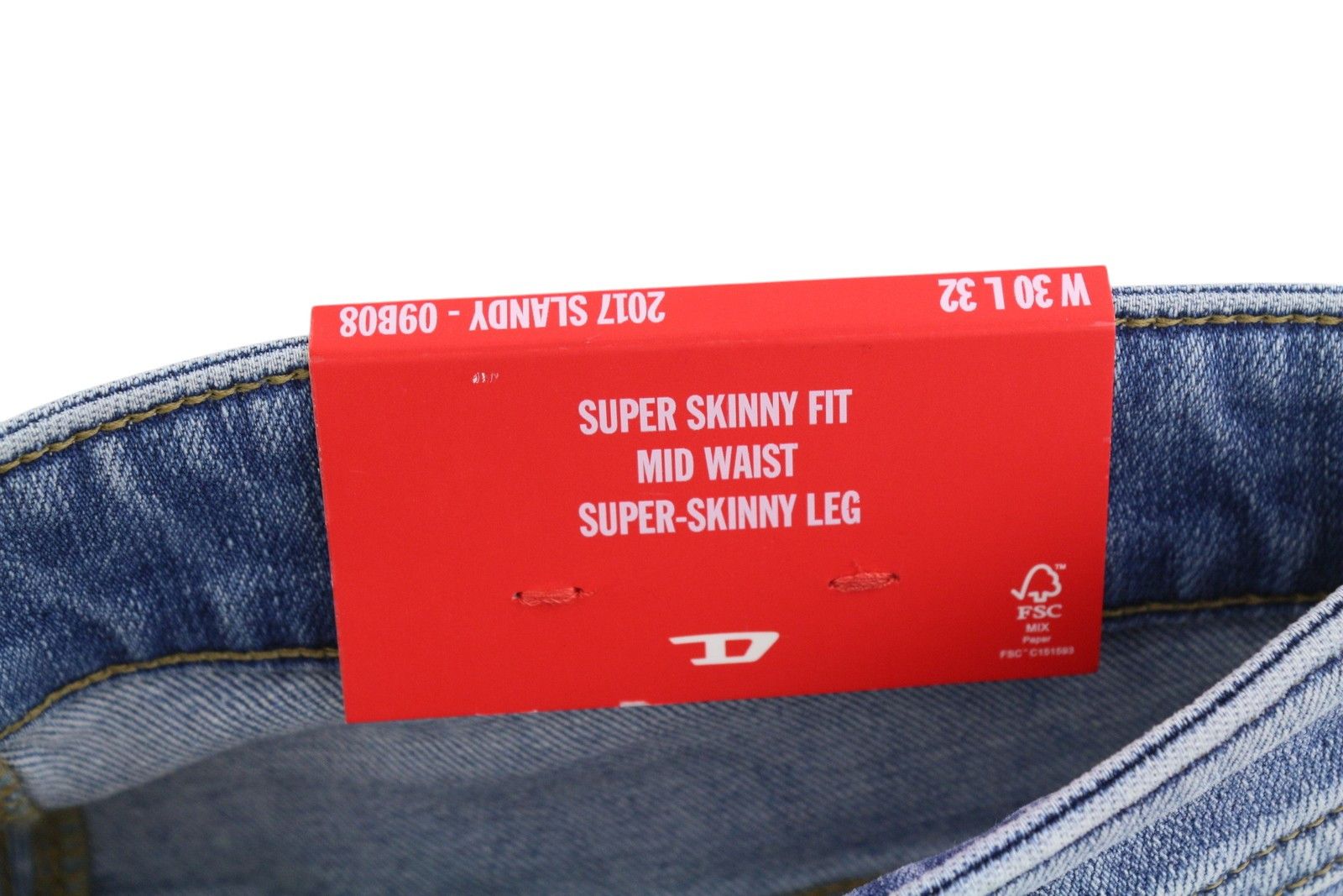 Diesel 2017 SLANDY 09B08 W30/L32 Super Skinny Mid Waist 40679 Size 30" / US 8 / IT 44 - 12 Thumbnail