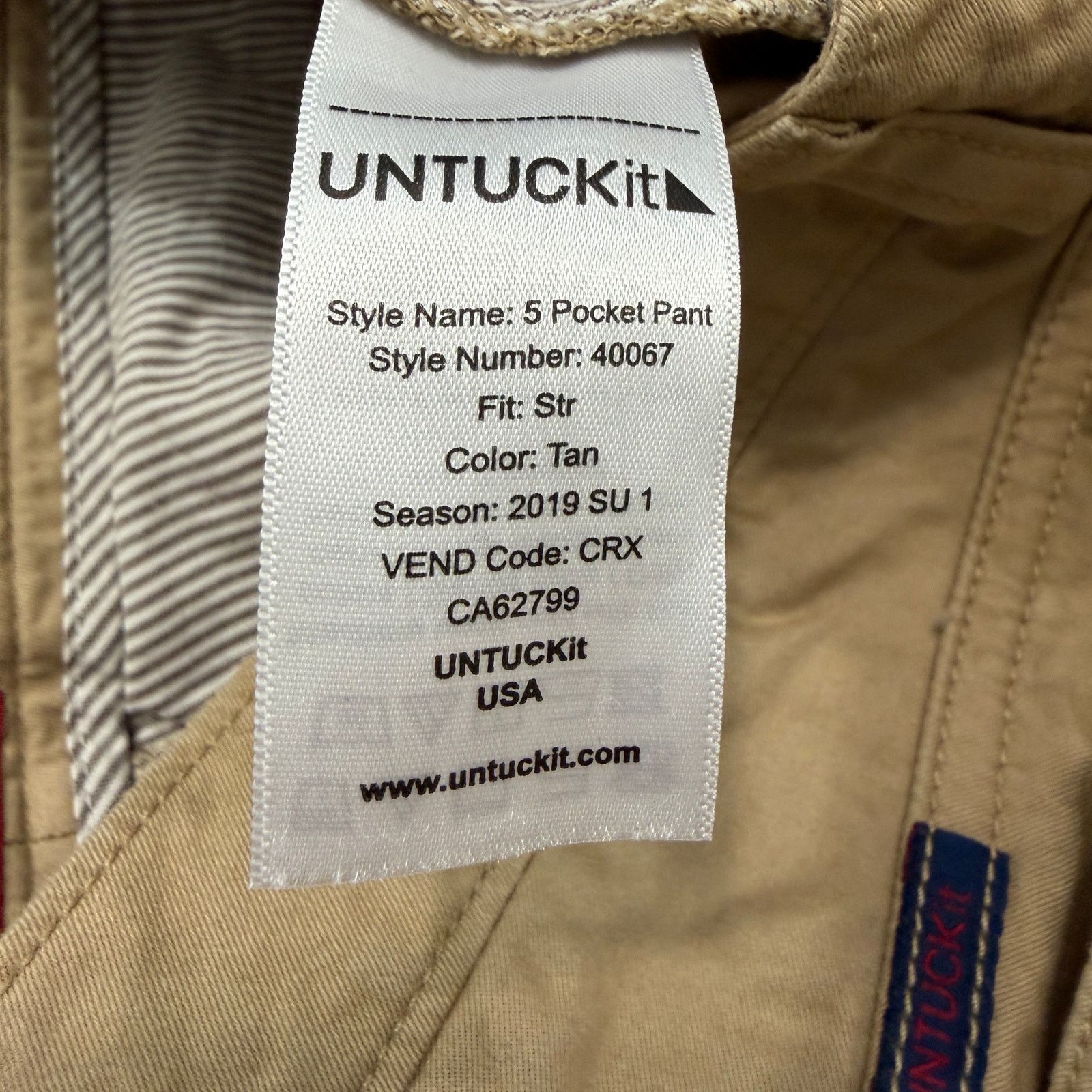 UNTUCKit Untuckit 5-Pocket Chino Pants 38x32 Tan Flat Front Preppy Size US 38 / EU 54 - 4 Thumbnail