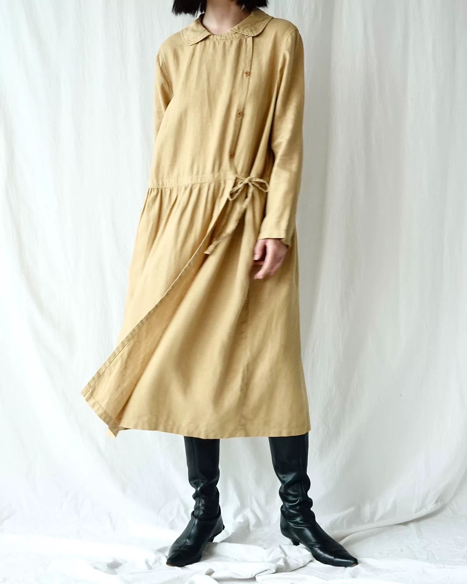 Bisque Long Linen Robe Dress