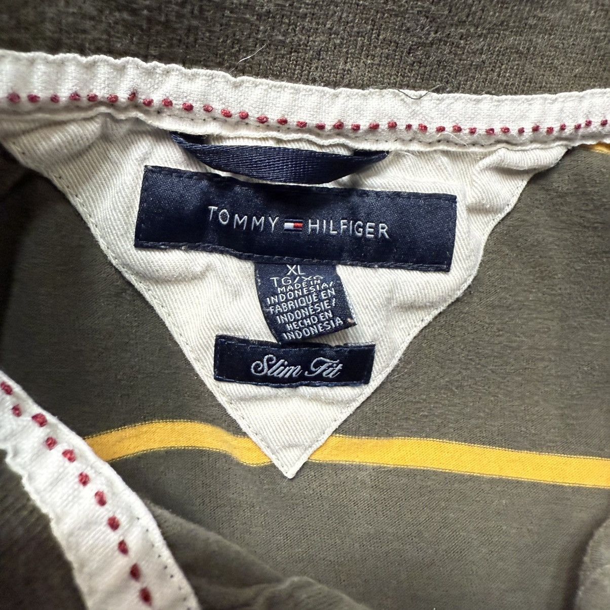 Vintage Vintage Tommy Hilfiger Brown Yellow Striped Polo Tshirt Size US M / EU 48-50 / 2 - 5 Thumbnail