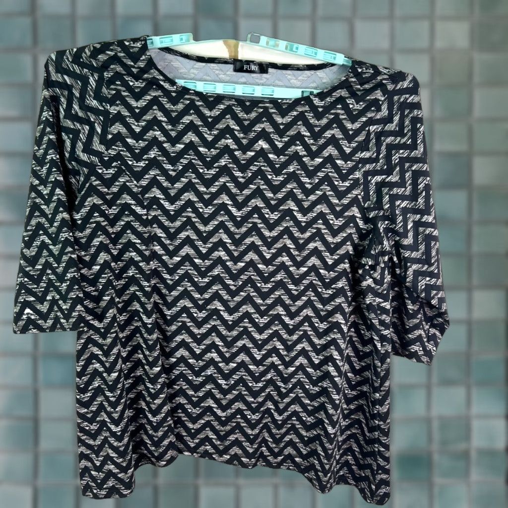 Vintage Fury Top Geometric Print Womens 3XL Black/Gray Size XXL / US 16-18 / IT 52-54 - 1 Thumbnail
