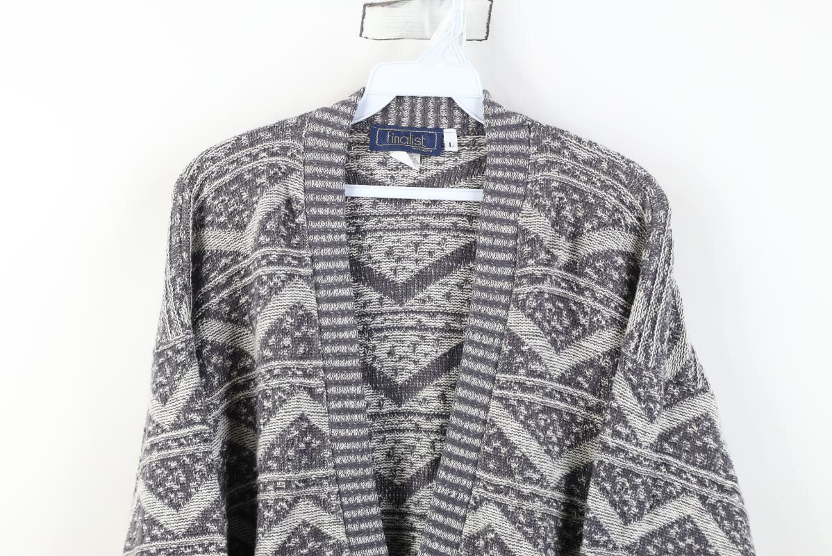 Vintage Vintage 90s Streetwear Zig Zag Knit Cardigan Sweater USA Size US L / EU 52-54 / 3 - 2 Thumbnail