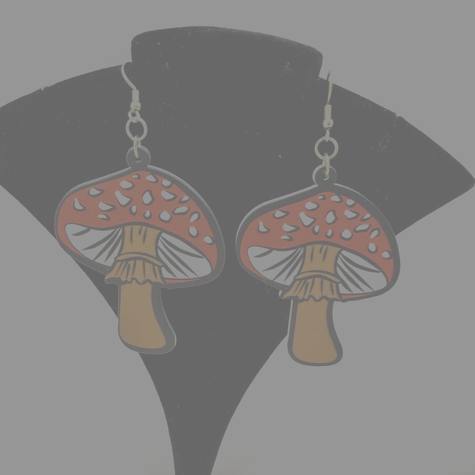 Other Amanita Mushroom Dangle Earrings Hook Red White Brown NEW Size ONE SIZE - 1 Thumbnail