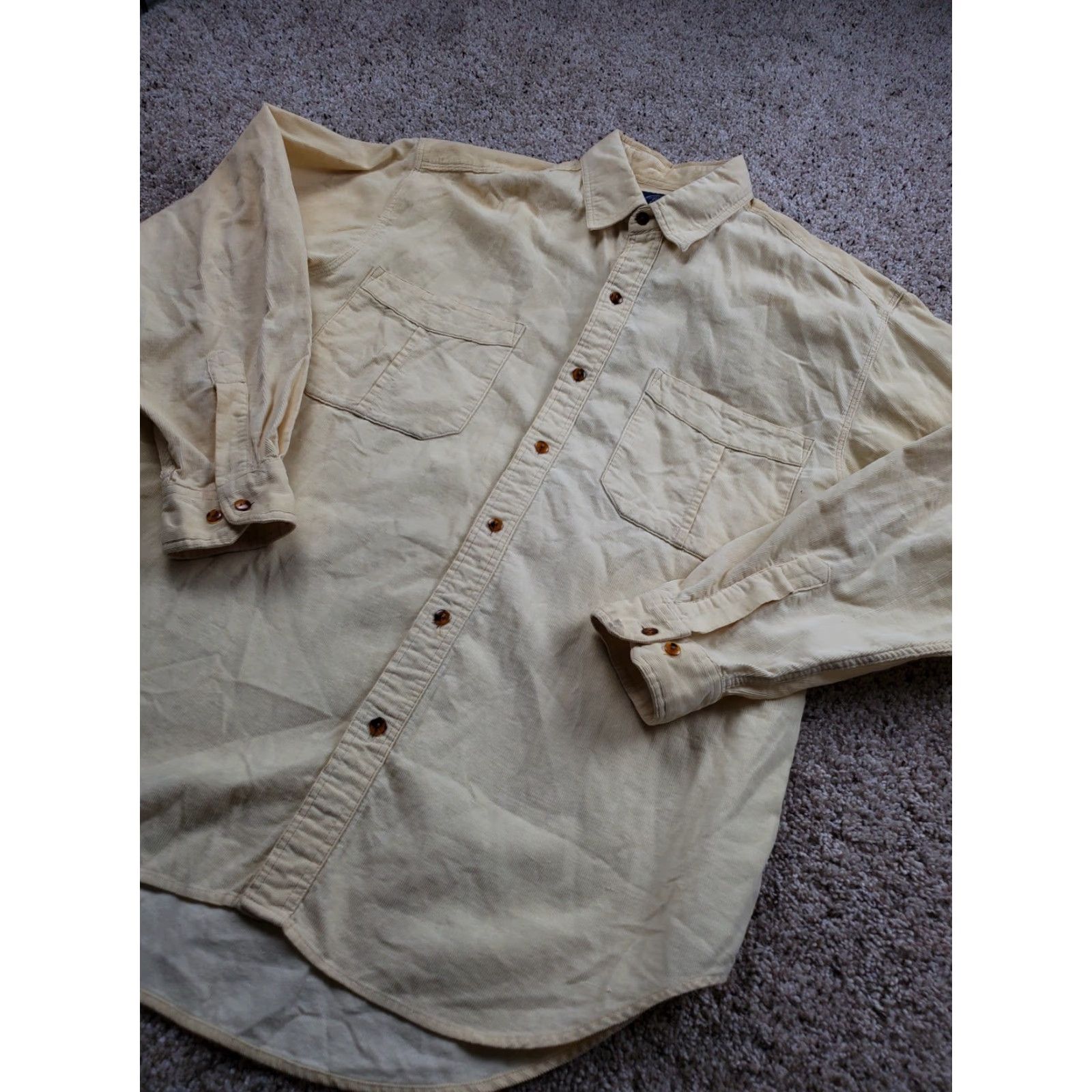 Gap VINTAGE Gap Shirt Mens M Yellow Corduroy Double Pocket Button Up 90s Casual Size US M / EU 48-50 / 2 - 2 Thumbnail