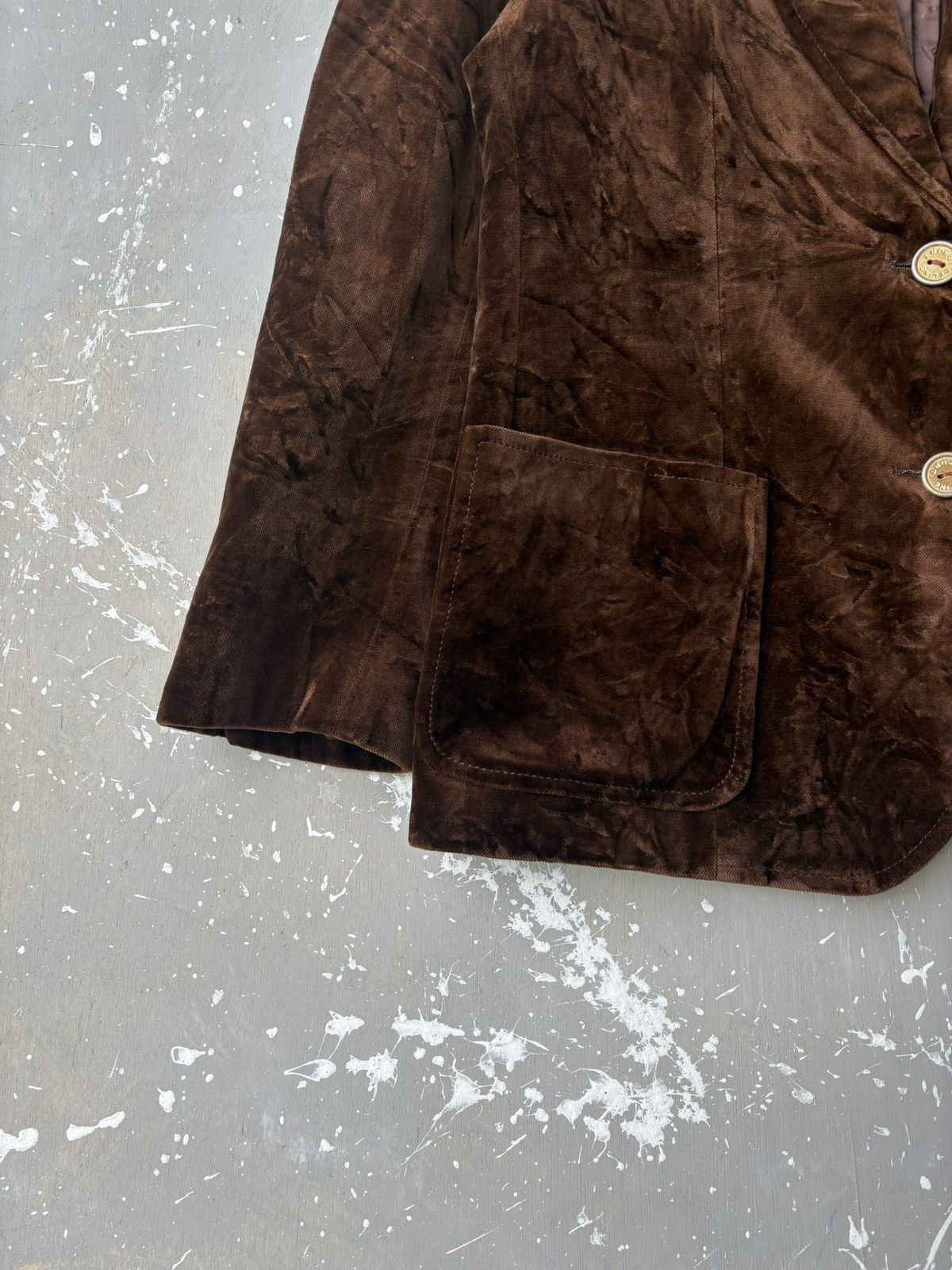 Celine Vintage 80s 90s Celine Paris brown velvet blazer Size US S / EU 44-46 / 1 - 4 Thumbnail