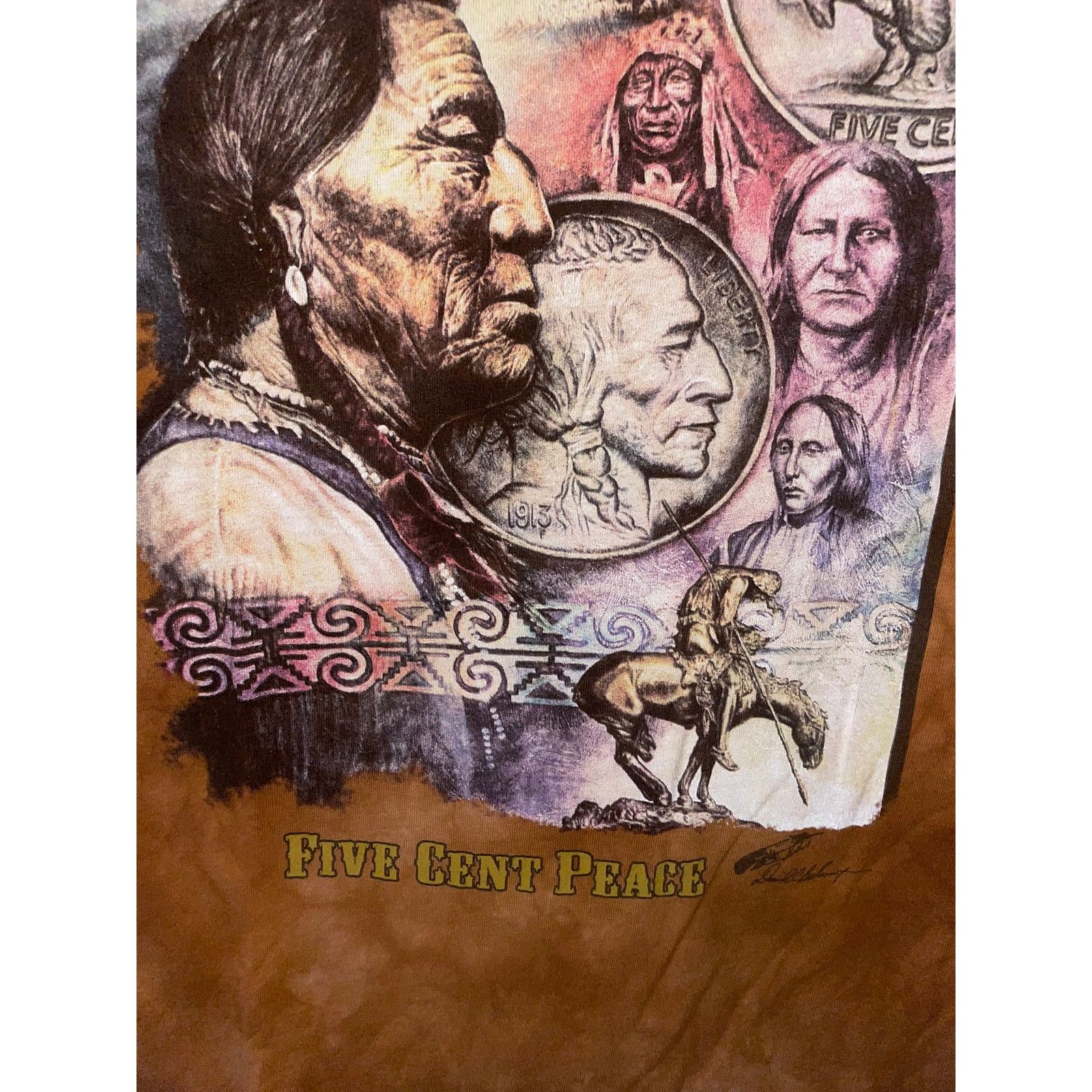 Vintage Y2K Five Cent Peace Native American Indian Shirt 2000s XL Size US XL / EU 56 / 4 - 4 Thumbnail
