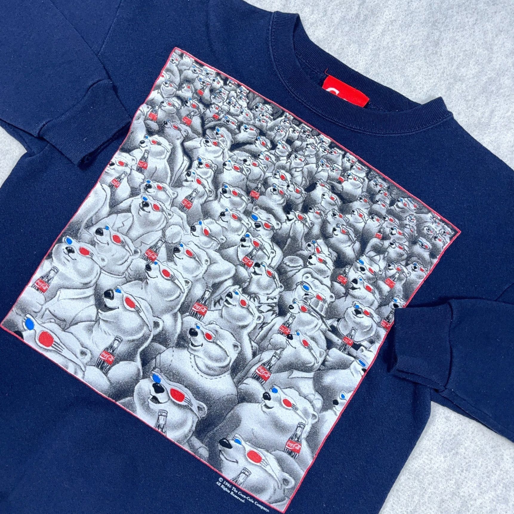 Vintage VINTAGE Coca-Cola Sweatshirt Men Large Blue Crewneck Polar Bear 3D Glasses 90s Size US L / EU 52-54 / 3 - 4 Thumbnail