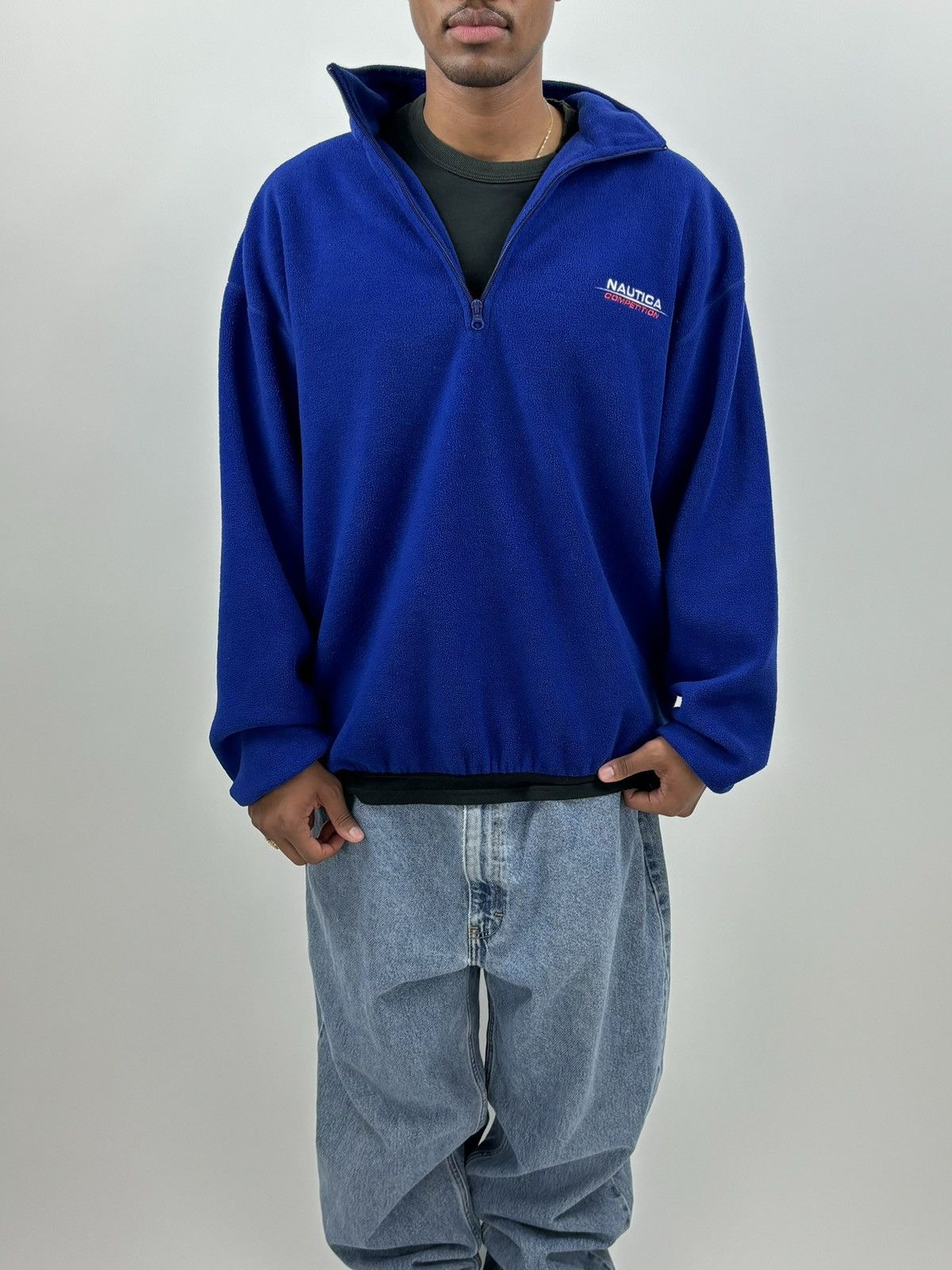 Nautica vintage 90s NAUTICA COMPETITION fleece spellout sweater Size US L / EU 52-54 / 3 - 4 Thumbnail