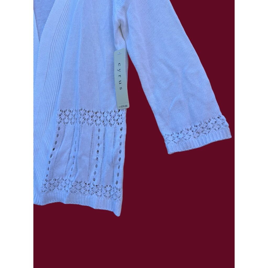 Other CYRUS - Women's 3/4 Sleeve Lace Cardigan - White - Small Size S / US 4 / IT 40 - 16 Thumbnail
