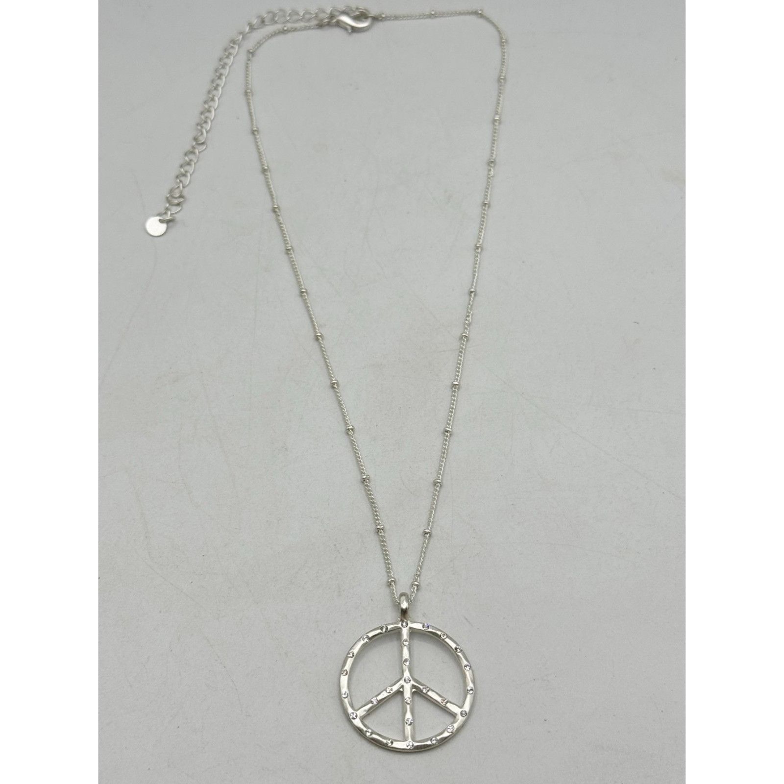 Vintage Vintage rhinestone peace sign pendant charm necklace Size ONE SIZE - 2 Thumbnail