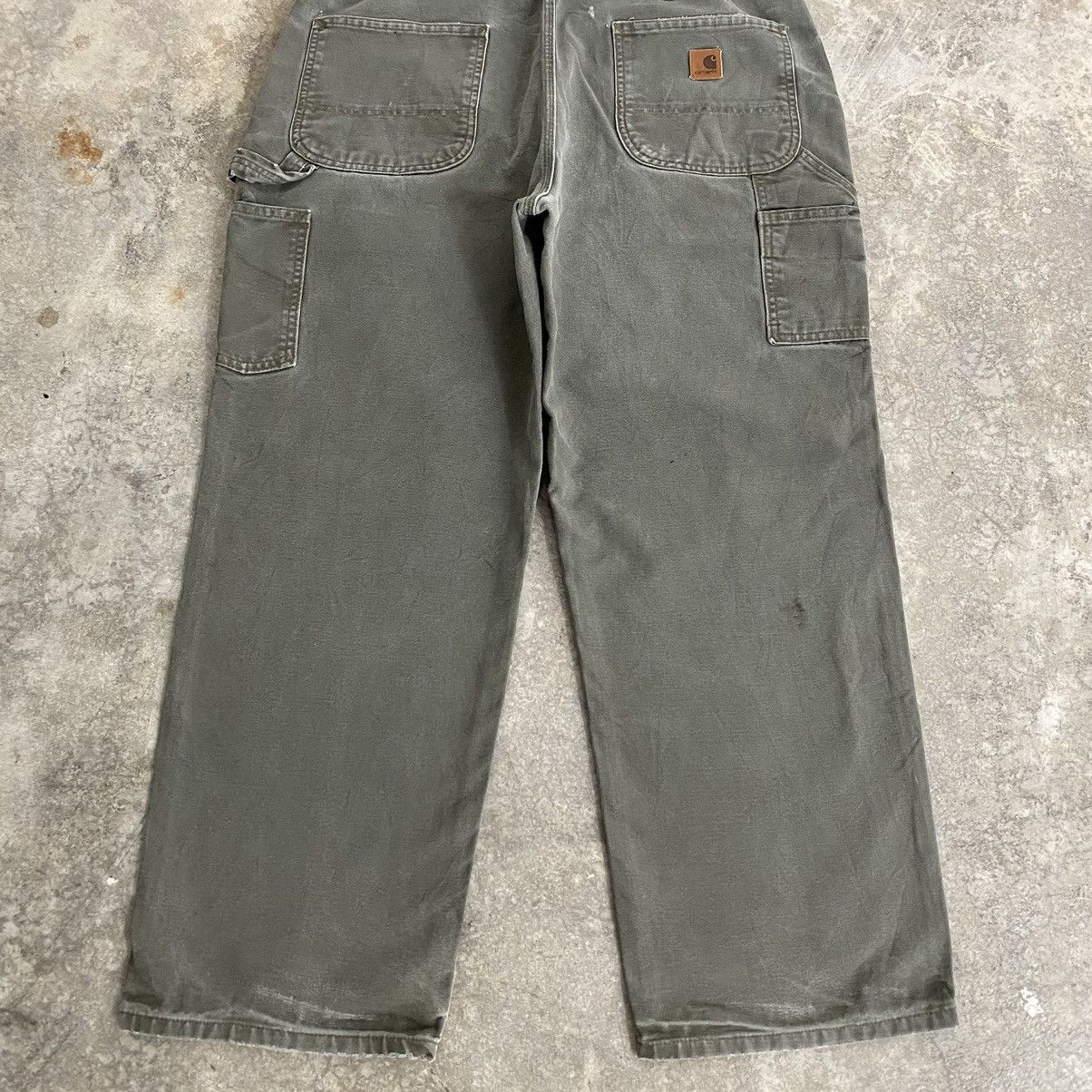 Carhartt VTG Carhartt Faded Moss Green Ripped Carpenter Pants Size US 37 - 19 Thumbnail