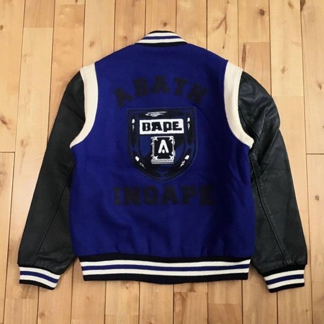 Bape × Ebbets Field Flannels BAPE × EBBETS FIELD FLANNELS Leather Sleeve Varsity Jacket Size US M / EU 48-50 / 2 - 3 Thumbnail