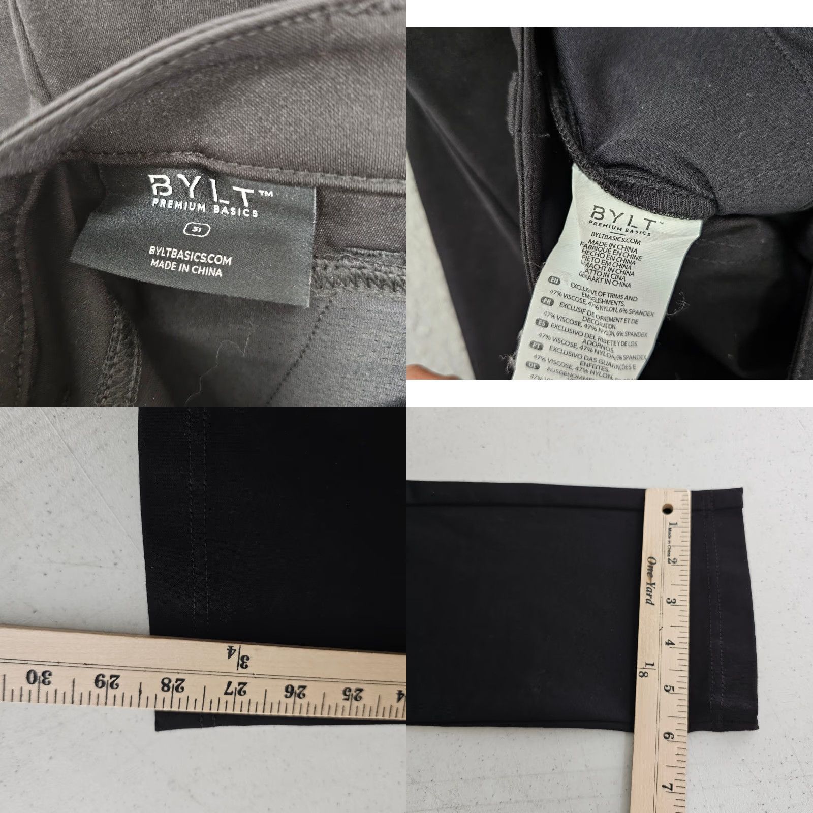 Vintage BYLT Slim Fit Everyday Pant 2.0 Mens 31x28 Black Chino Stretch Waist Elastic Front Flat Pockets Size US 31 - 8 Thumbnail