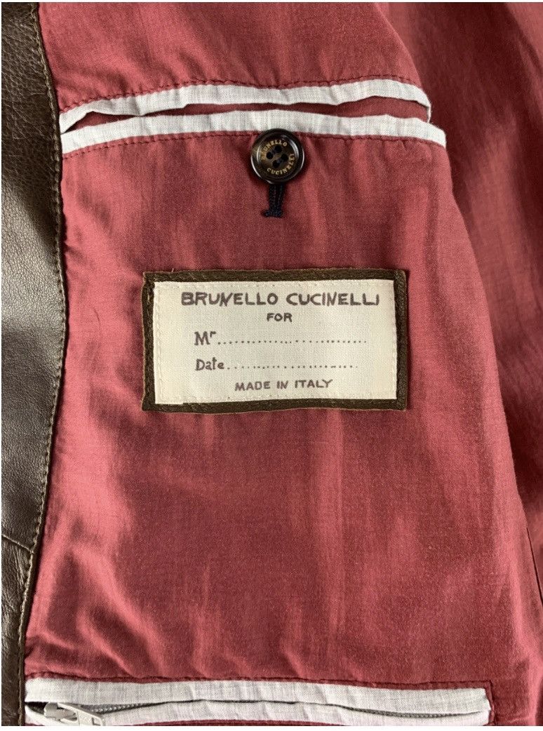 Brunello Cucinelli Brunello Cucinelli 🇮🇹 mocha leather silk lined bomber L NWT Size US L / EU 52-54 / 3 - 2 Thumbnail