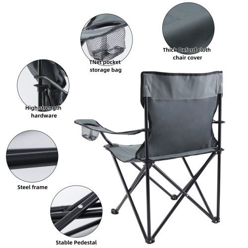 Designer × Homemade YSSOA Portable Folding Grey Camping Chair, 1-Pack Size US L / EU 52-54 / 3 - 3 Thumbnail