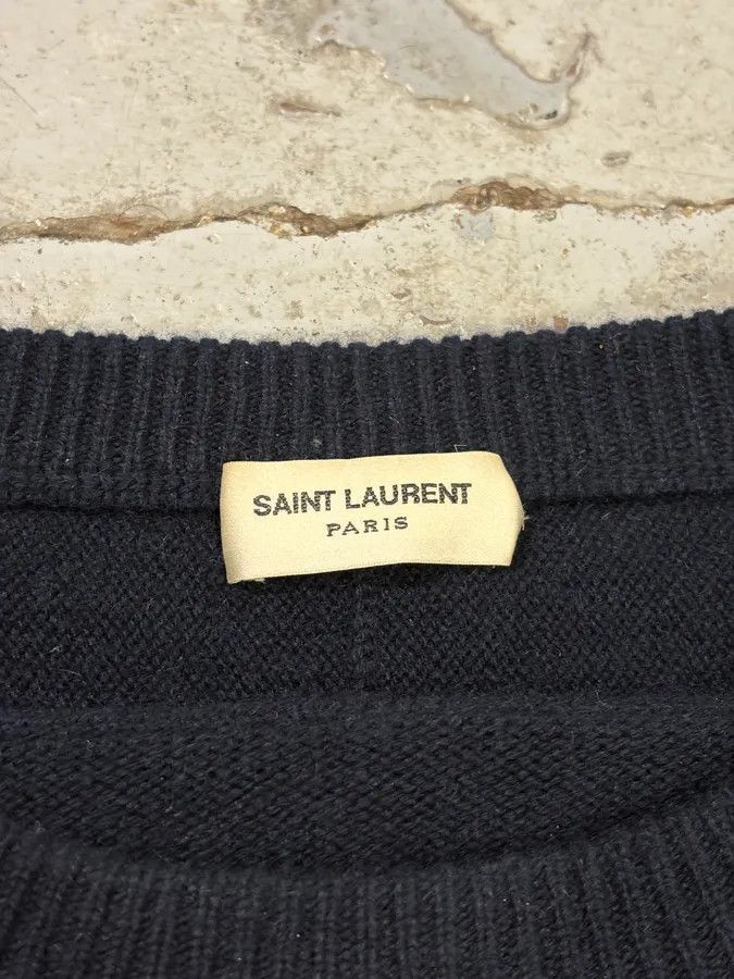 Saint Laurent Paris FW2017 Saint Laurent Navy SL Logo University Wool Sweater Size US M / EU 48-50 / 2 - 8 Thumbnail
