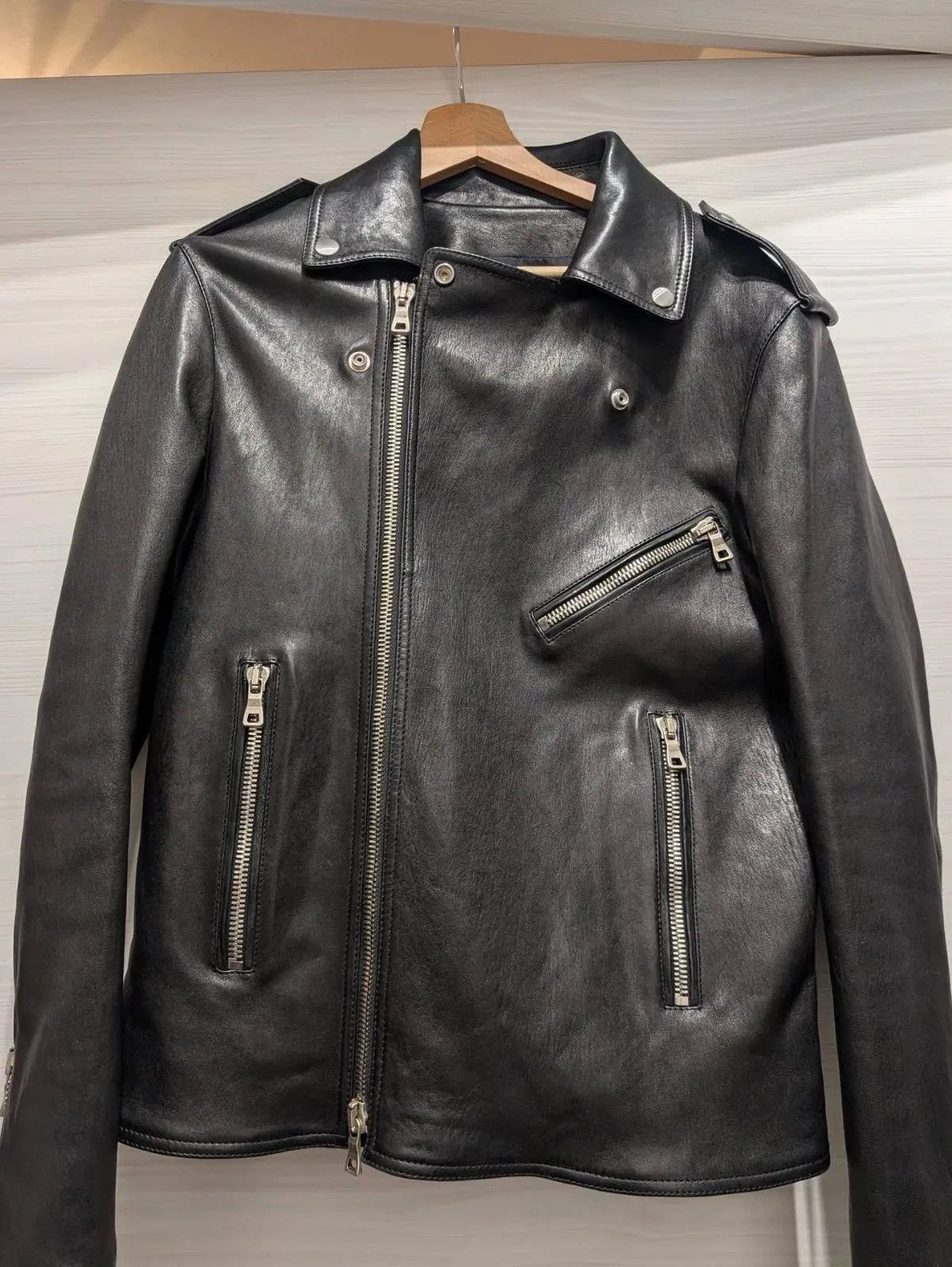 Balmain Balmain 2011 Runway Leather Raccoon Fur Cozy Wool Jacket