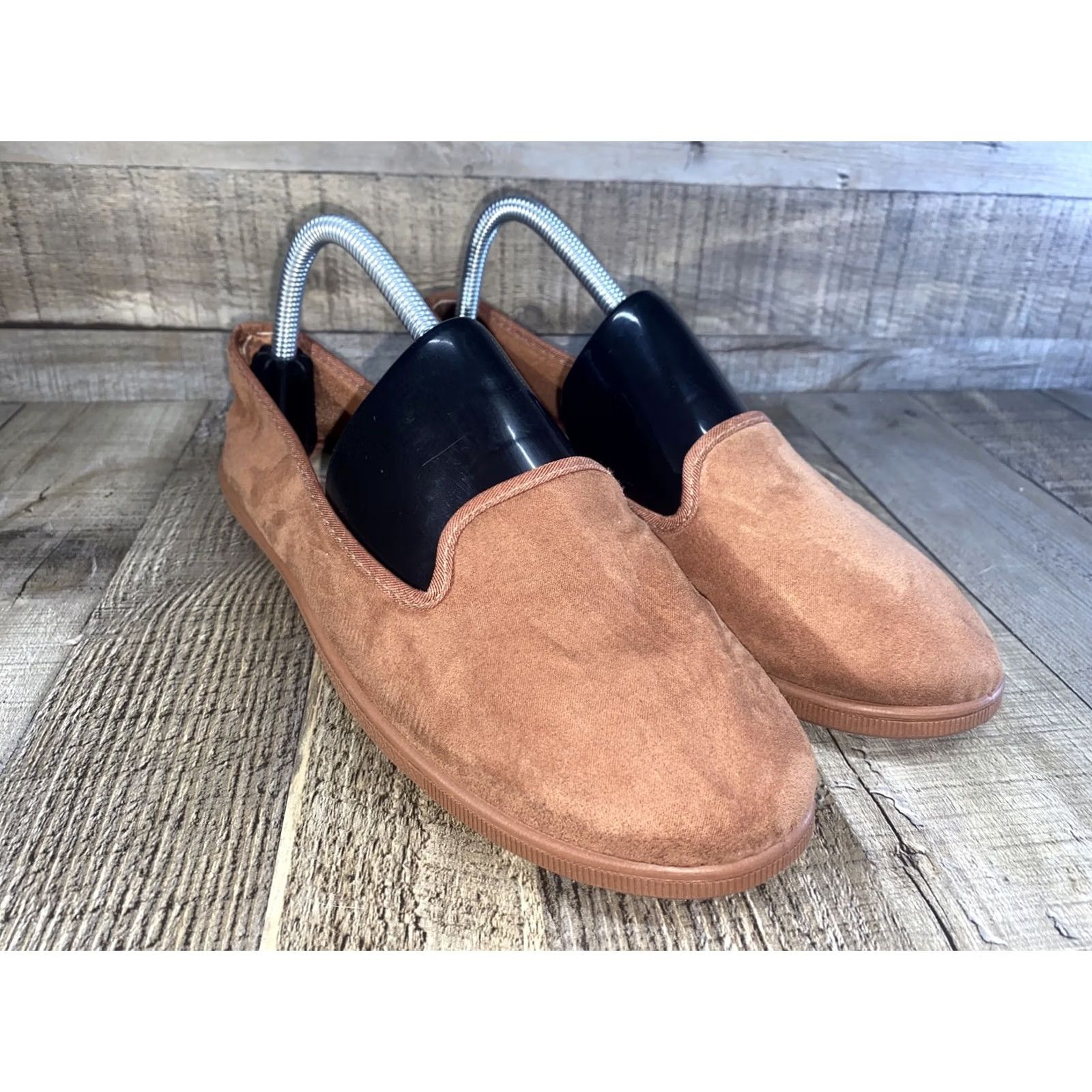 Vintage Rogue Women Flat Slip On Beige 8.5 80s 90s Neon Brick Suede Ballet Shoes Size US 9 / IT 39 - 2 Thumbnail