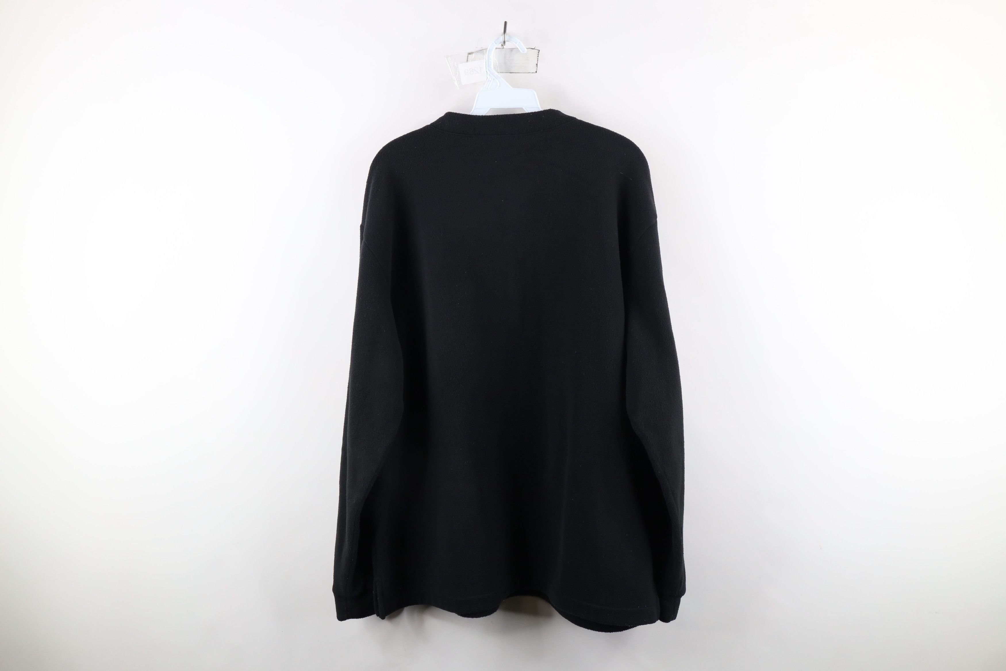 L.L. Bean × Vintage Vintage 90s LL Bean Fleece Henley Sweater Black Polyester Size US L / EU 52-54 / 3 - 6 Thumbnail