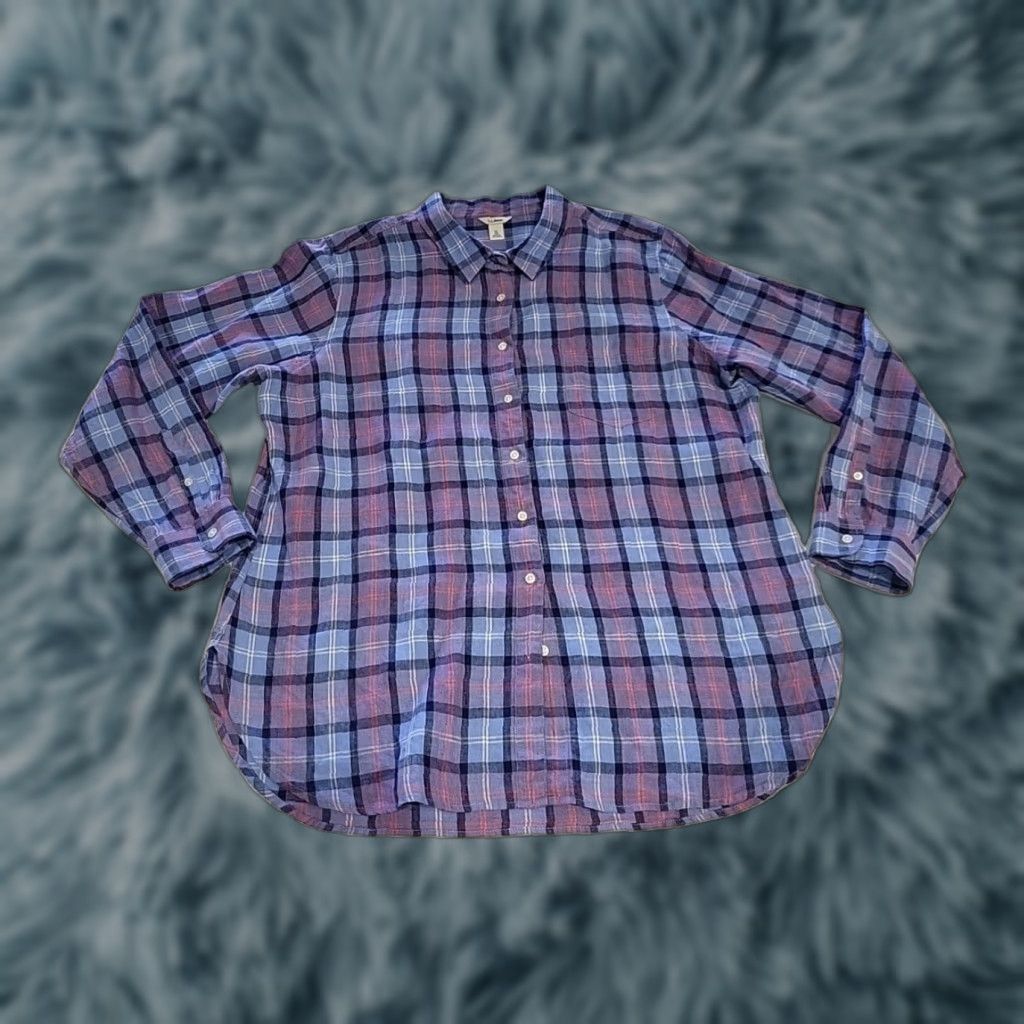 Vintage L.L. Bean XL Purple Blue Plaid Long Sleeve Button-Up Linen Shirt User: L. L. Bean XL Purple Blue Plaid Long Sleeve Button-Up Linen Shirt Size US XL / EU 56 / 4 - 1 Thumbnail