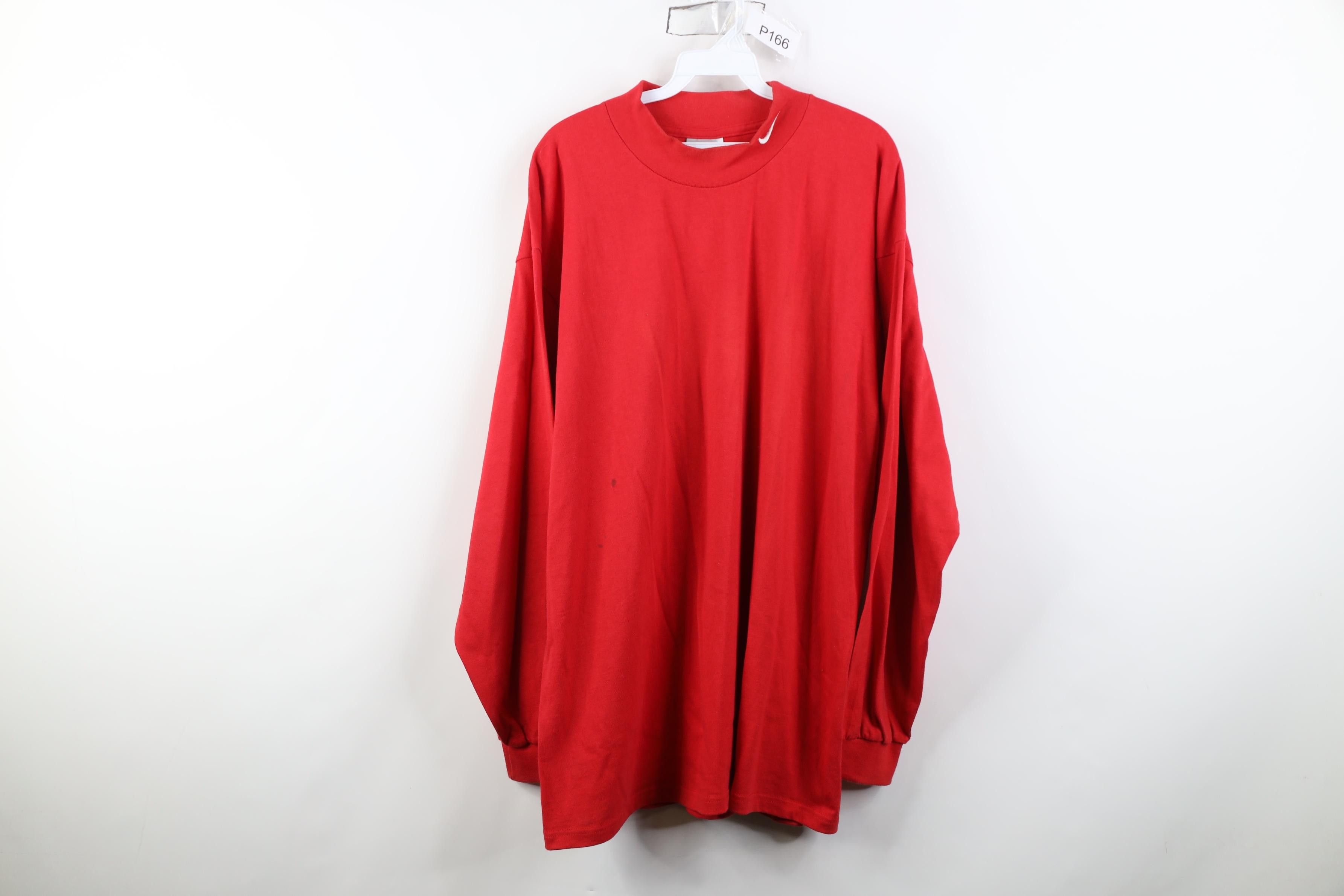 Nike Vintage Y2K Nike Swoosh Mock Neck Long Sleeve T-Shirt Red Size US XL / EU 56 / 4 - 1 Thumbnail