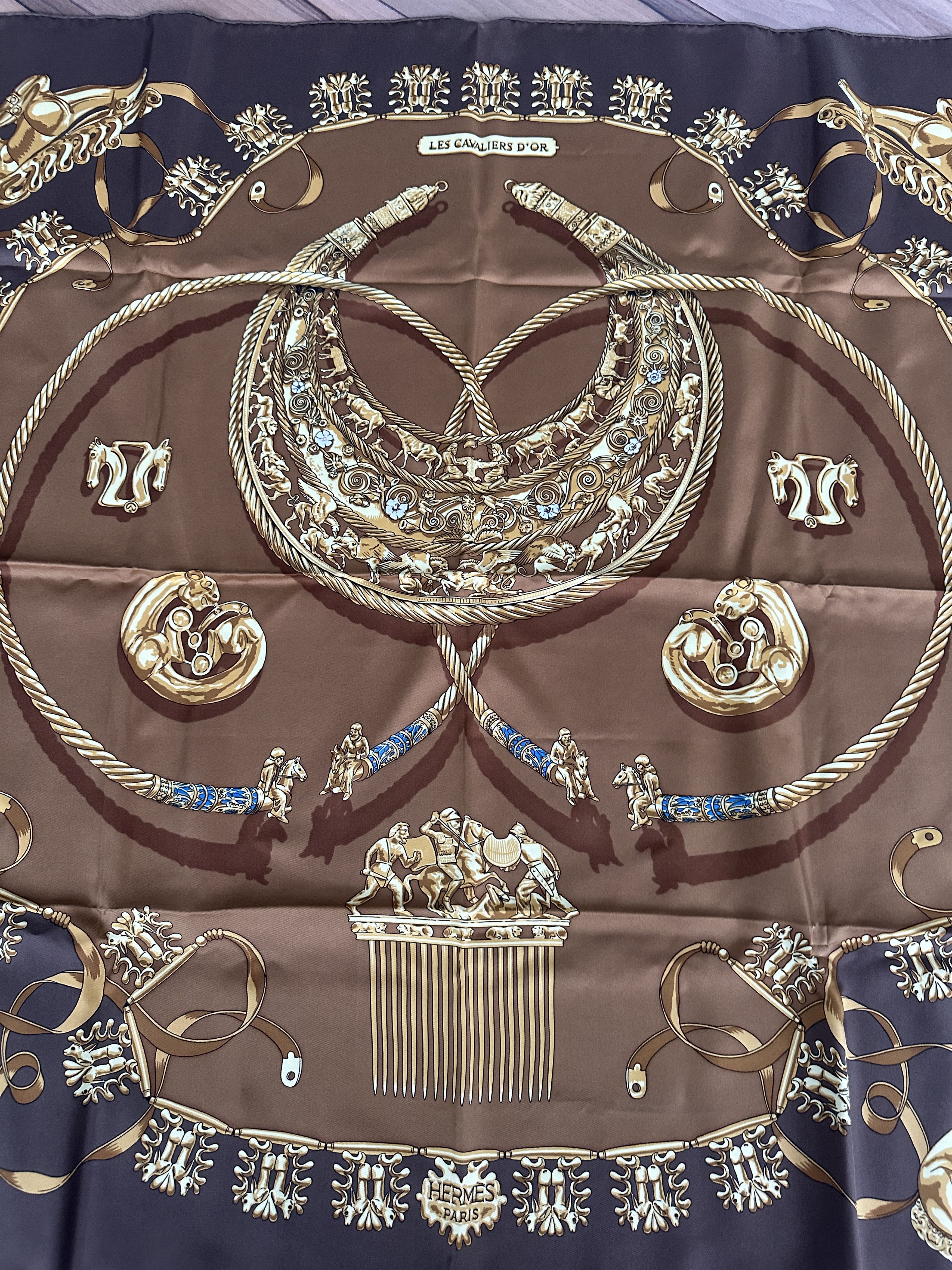 Hermes Hermès "Les Cavaliers d'Or" Silk Scarf Authentic Size ONE SIZE - 6 Thumbnail