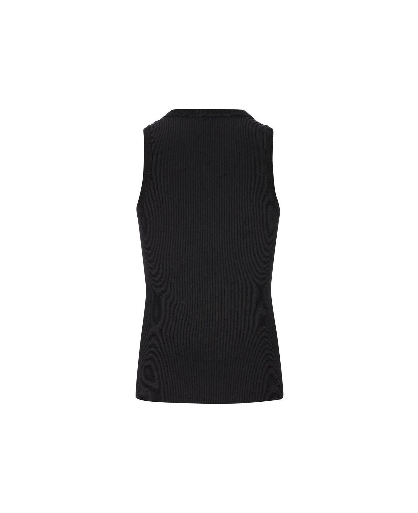 Fendi o1s1wg110126 Logo Plaque Ribbed-knit Top in Black Size US L / EU 52-54 / 3 - 2 Thumbnail