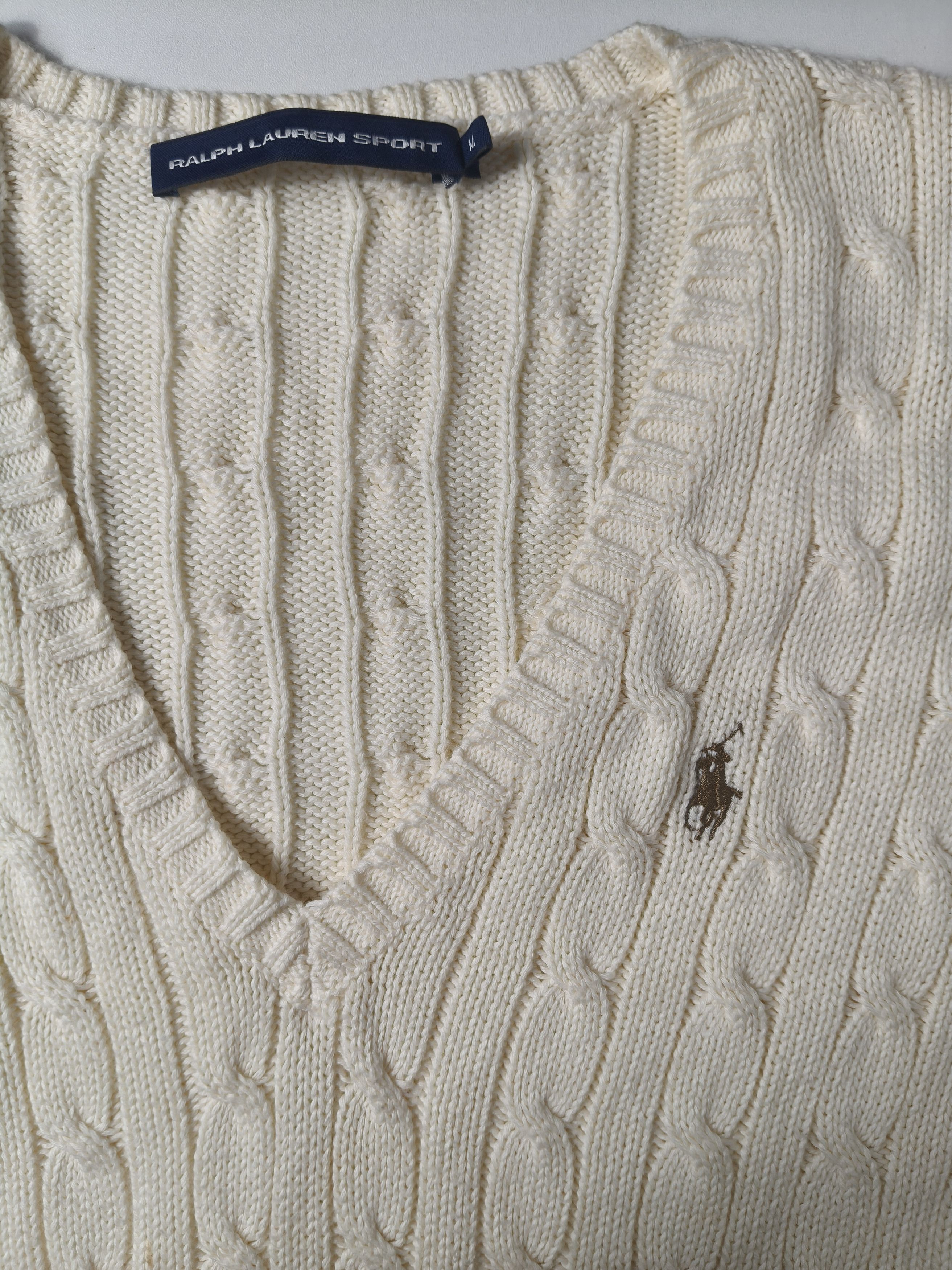 Polo Ralph Lauren Cable-Knit Wool-Cashmere V-Neck Jumper Size M / US 6-8 / IT 42-44 - 2 Thumbnail
