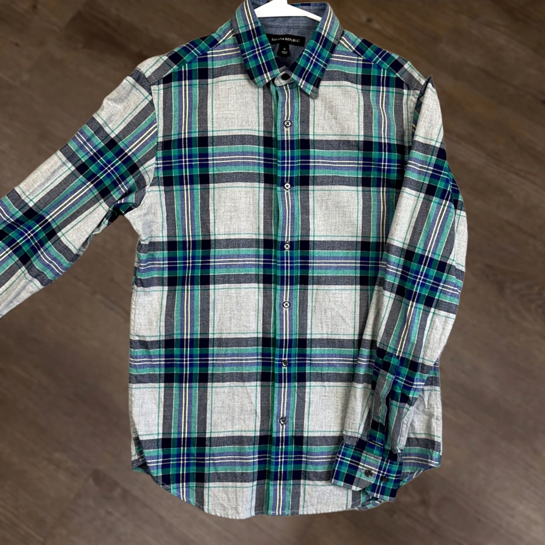 Banana Republic Banana Republic Shirt Button-Up Men Small Blue Plaid Cotton Long Sleeve EUC Size US S / EU 44-46 / 1 - 1 Thumbnail