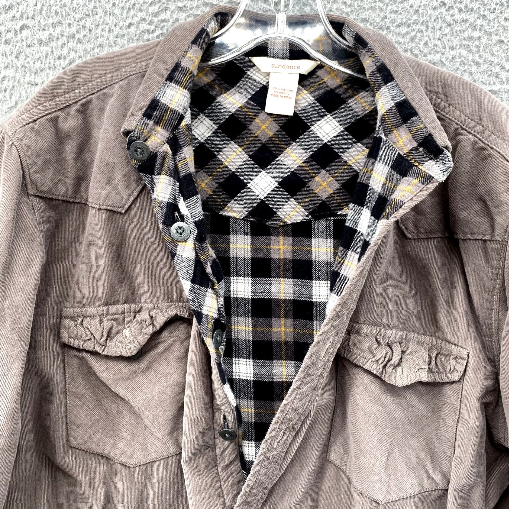 Vintage Sundance Reversible Flannel Men's Medium Plaid Corduroy Cowboy Western Cabincore Shirt Size US M / EU 48-50 / 2 - 2 Thumbnail