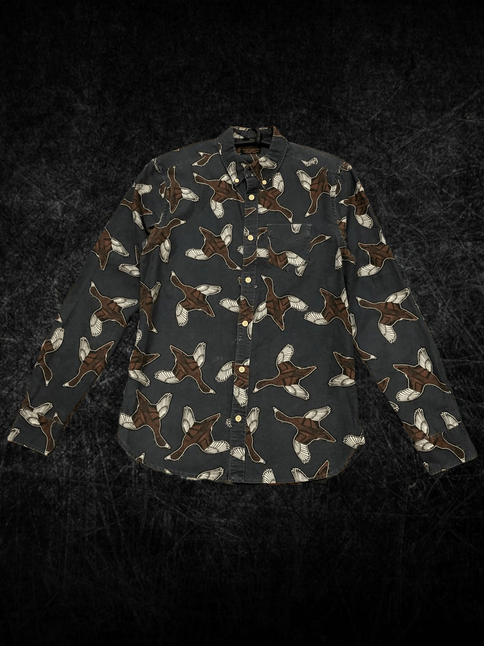Allsaints Avant-Garde Gray bird print Shirt Slim Fit Allsaints Size US XS / EU 42 / 0 - 1 Thumbnail