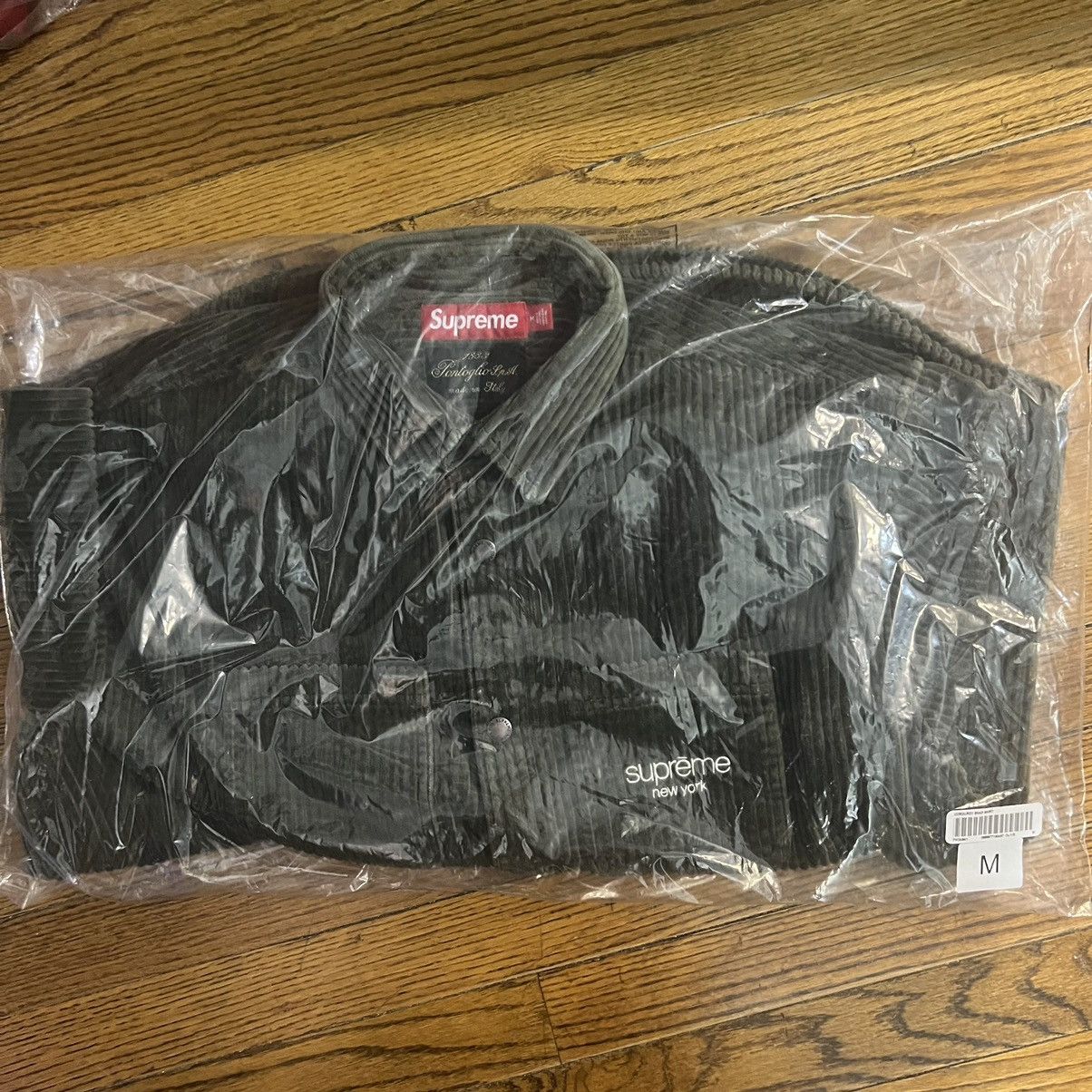 Supreme Wide Wale Corduroy Snap Shirt Olive Size: Medium