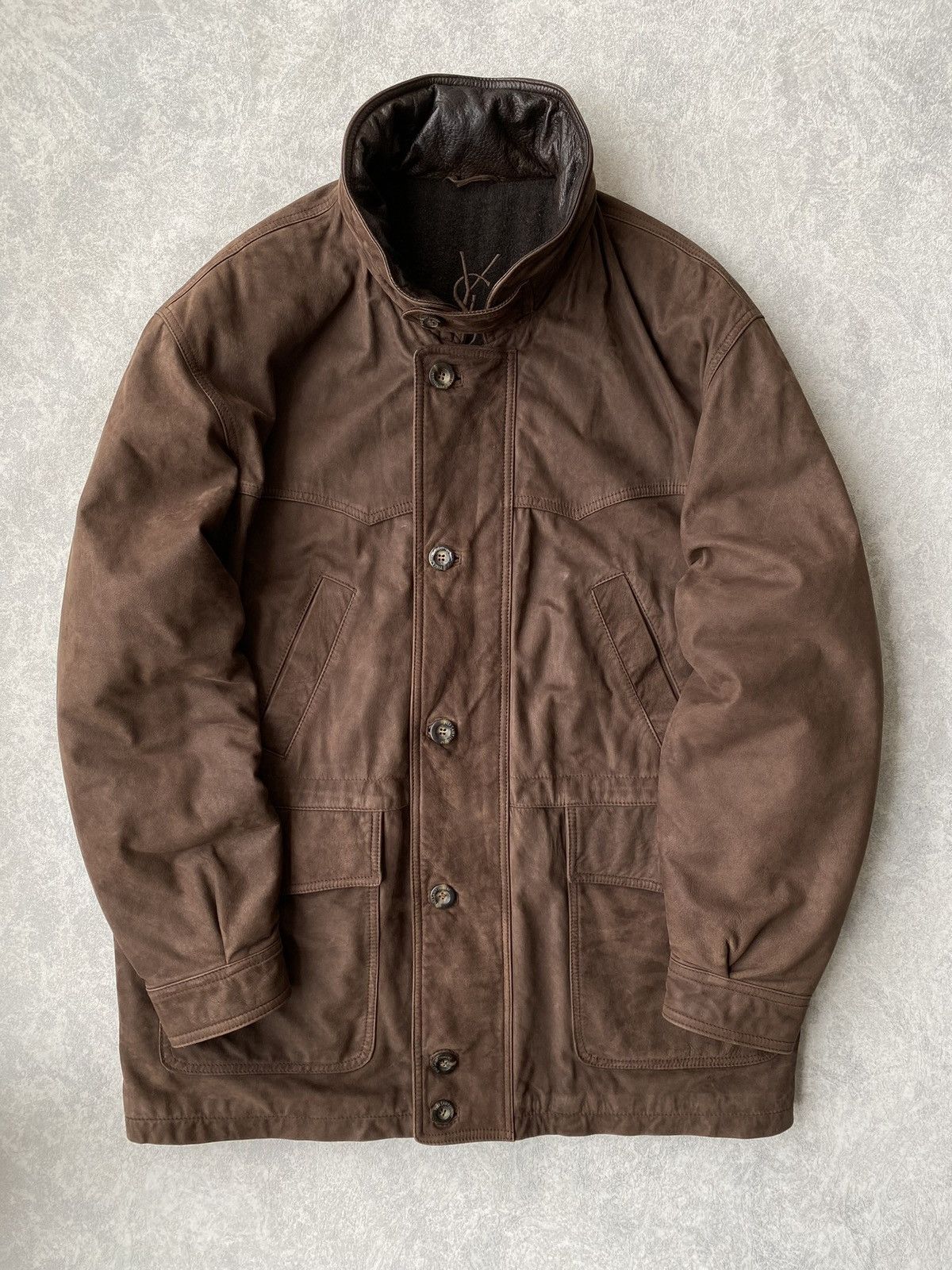 Yves Saint Laurent Vintage Yves Saint Laurent Leather Hunting Suede Jacket Size US XL / EU 56 / 4 - 5 Thumbnail