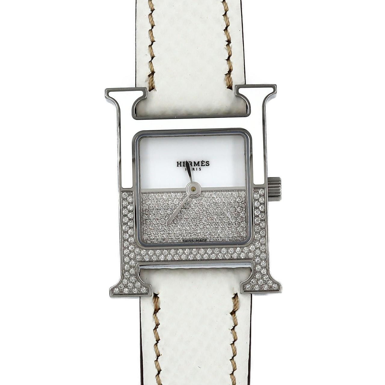 Hermes Hermes Hermes H Watch Doubljeu Stainless Steel Watch Metal Quartz DUTY FREE for USA Size ONE SIZE - 1 Thumbnail
