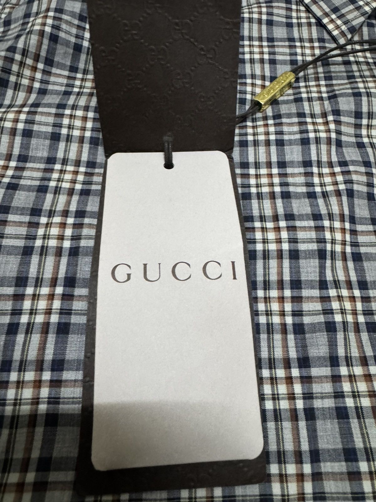 Gucci Gucci men's long-sleeve button-down shirt plaid or checked Size US M / EU 48-50 / 2 - 10 Thumbnail