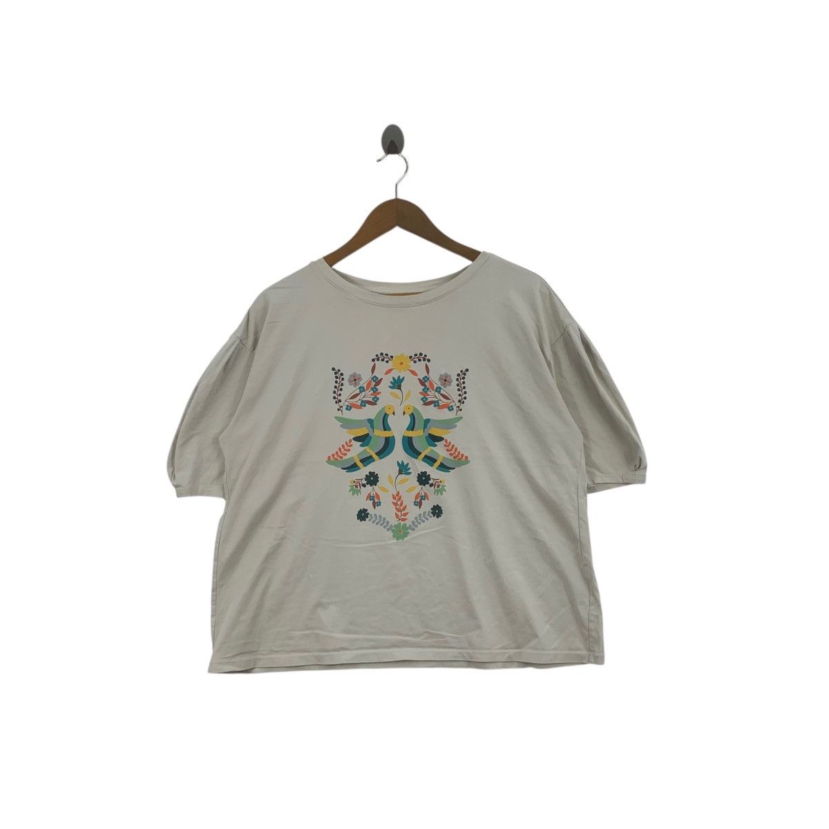 Anna Sui ANNA SUI x UNIQLO Floral Bird Illustration Boxy Tee Shirt Size XL / US 12-14 / IT 48-50 - 1 Thumbnail